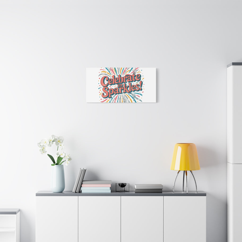 Celebrate in Sparkles! Canvas | Firework Typography Wall Art