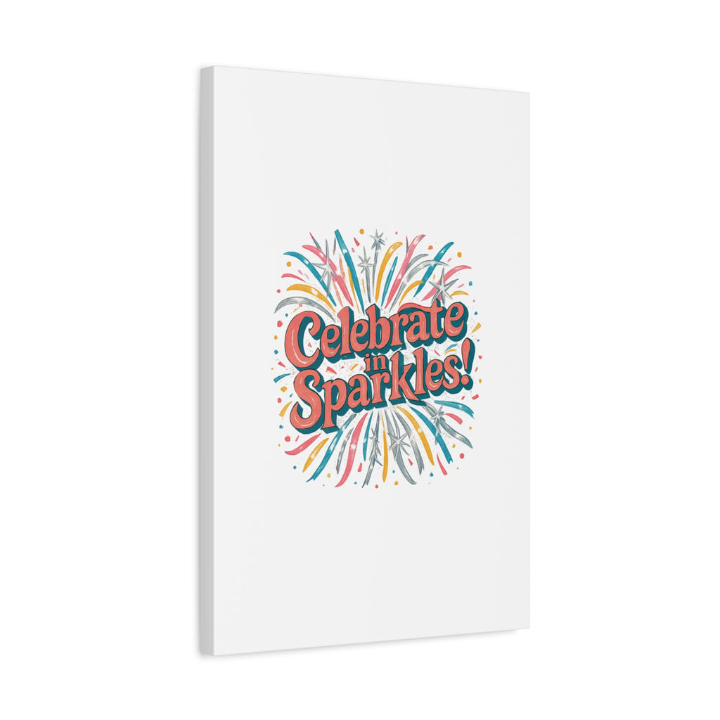 Celebrate in Sparkles! Canvas | Firework Typography Wall Art