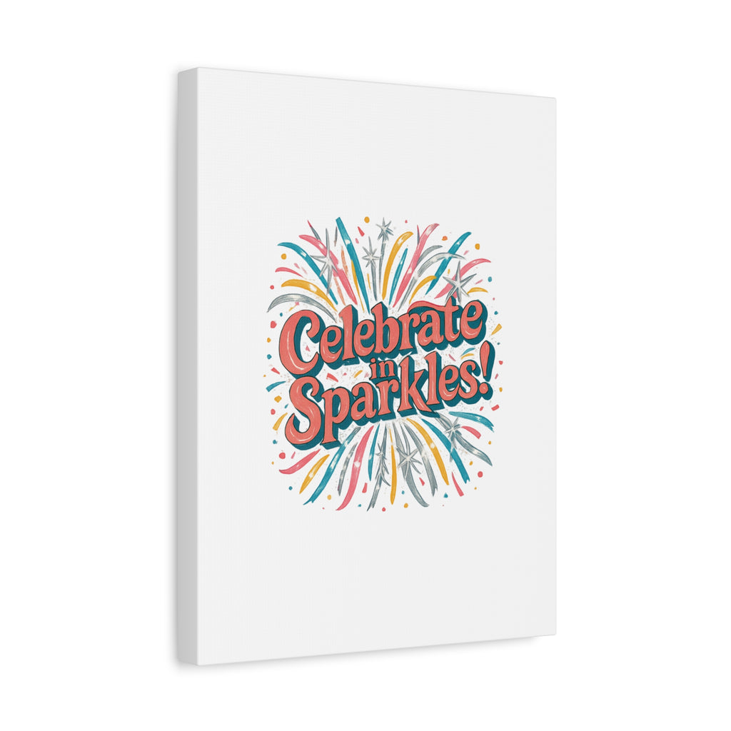 Celebrate in Sparkles! Canvas | Firework Typography Wall Art