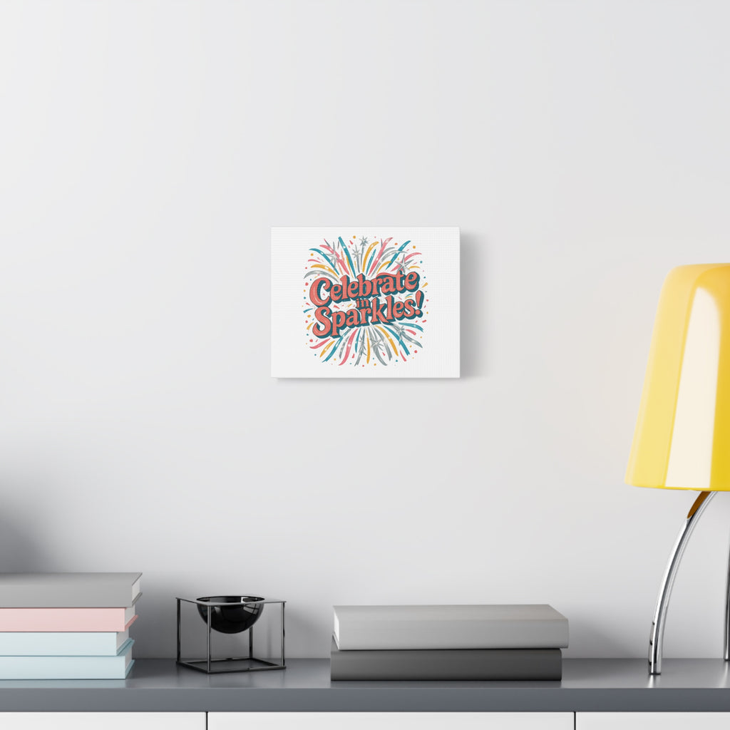 Celebrate in Sparkles! Canvas | Firework Typography Wall Art