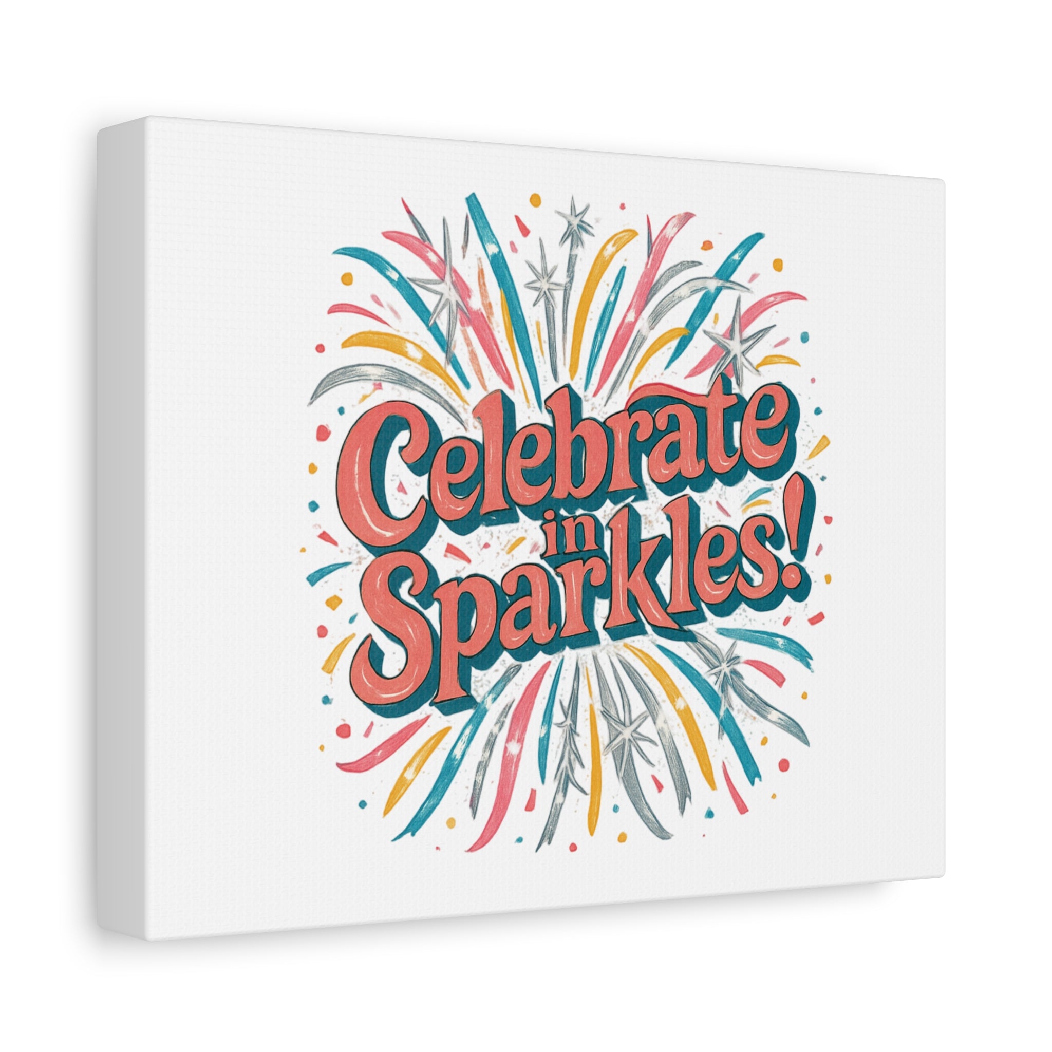 Celebrate in Sparkles! Canvas | Firework Typography Wall Art