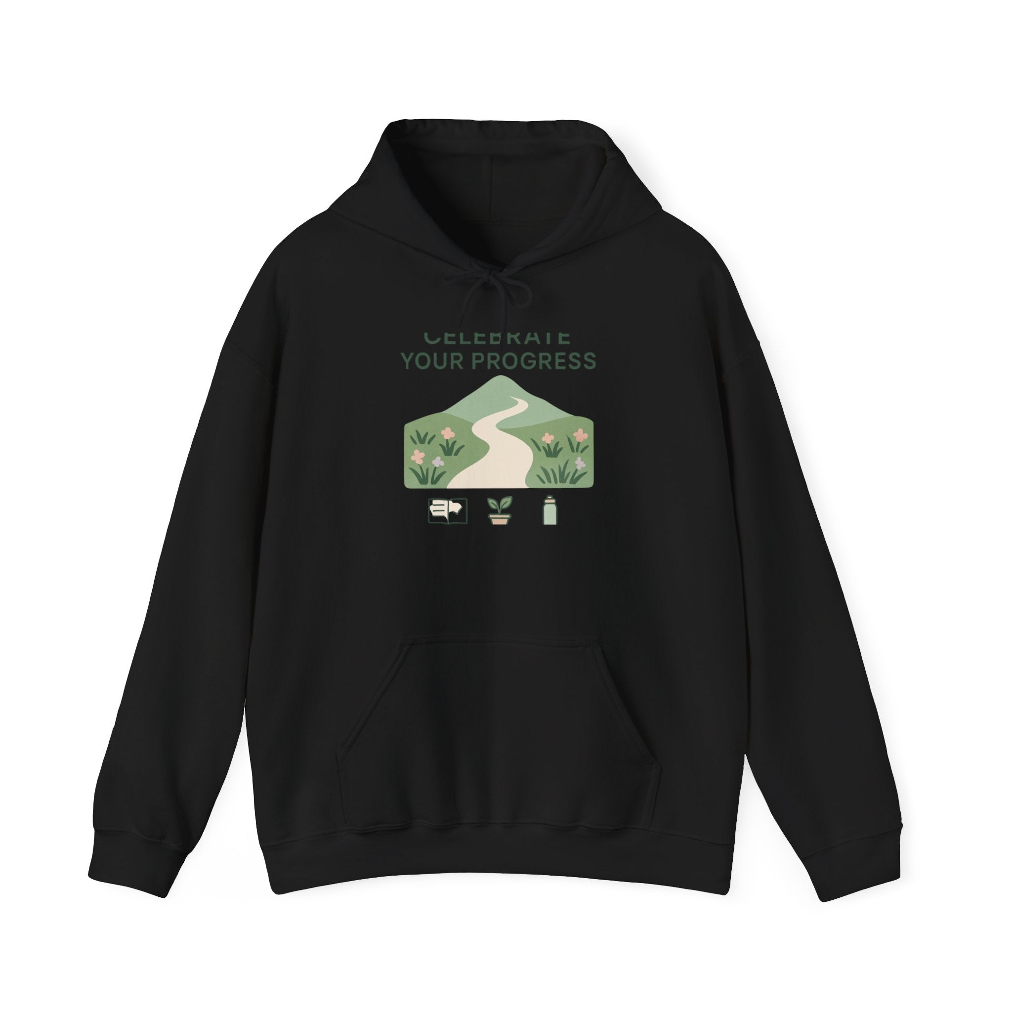 Celebrate Your Progress hoodie | motivational nature path illustration