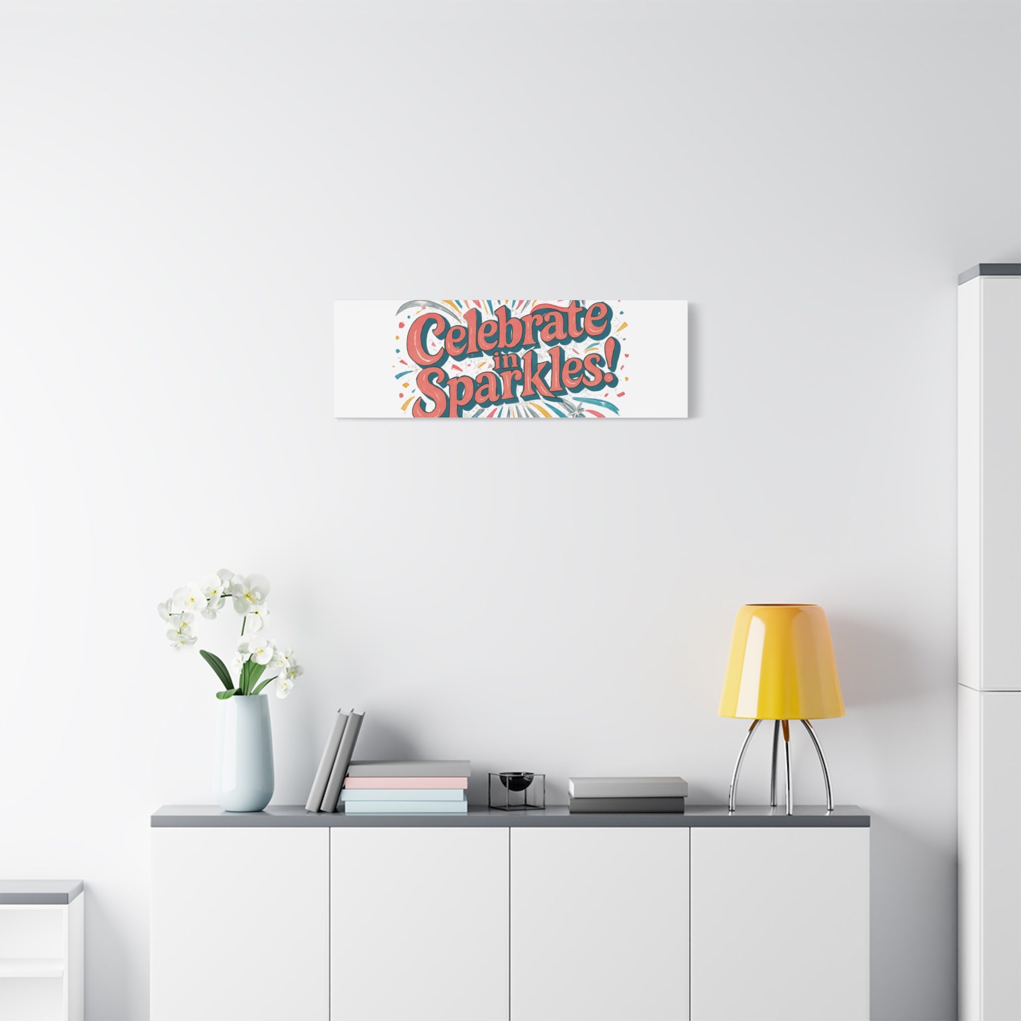 Celebrate in Sparkles! Canvas | Firework Typography Wall Art