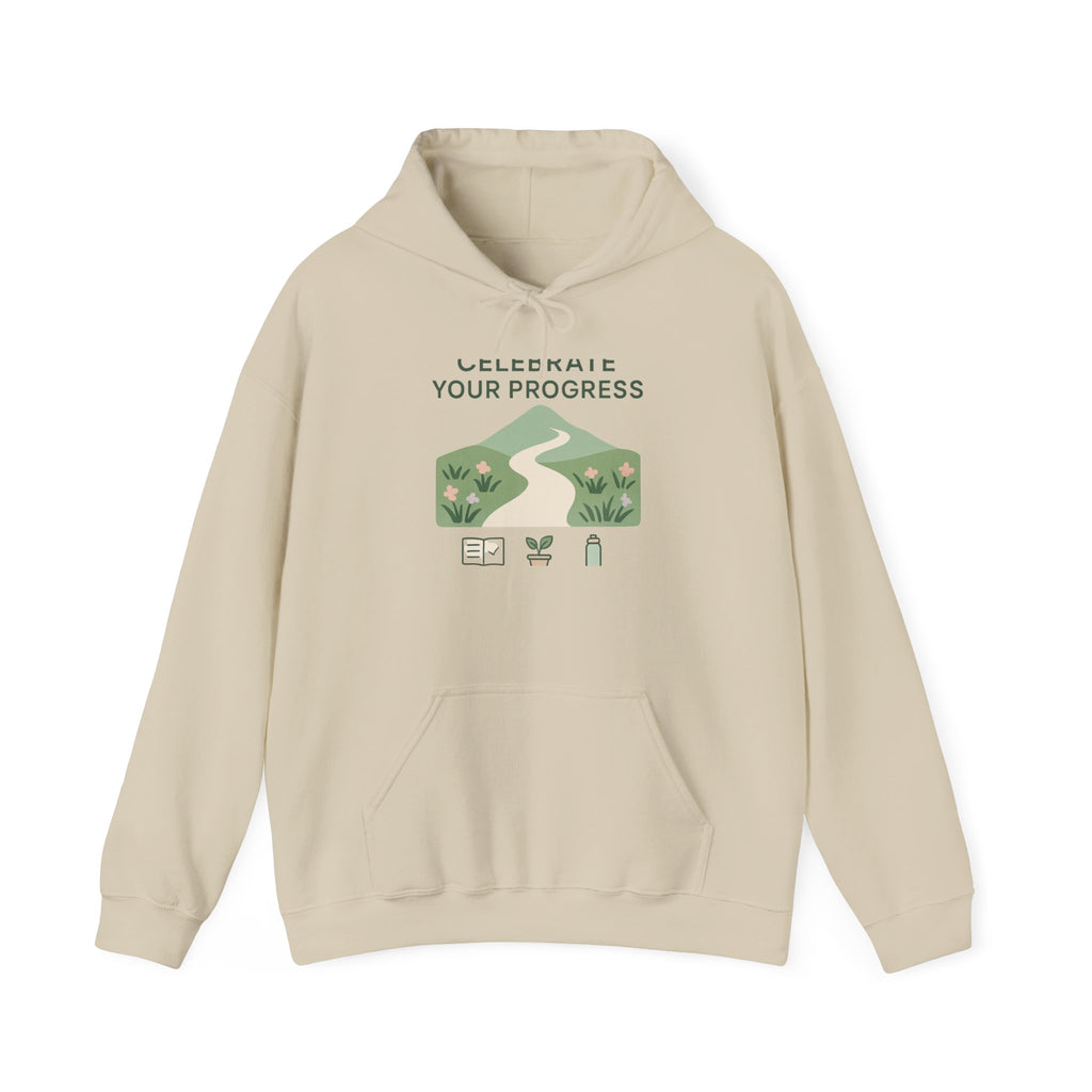 Celebrate Your Progress hoodie | motivational nature path illustration