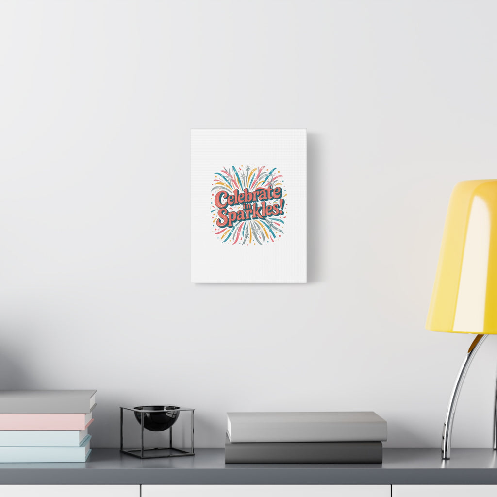 Celebrate in Sparkles! Canvas | Firework Typography Wall Art
