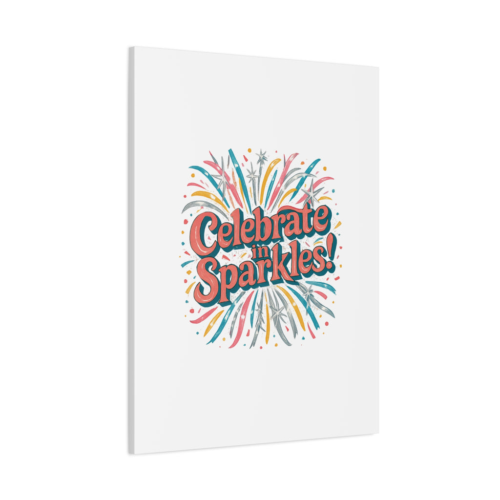 Celebrate in Sparkles! Canvas | Firework Typography Wall Art