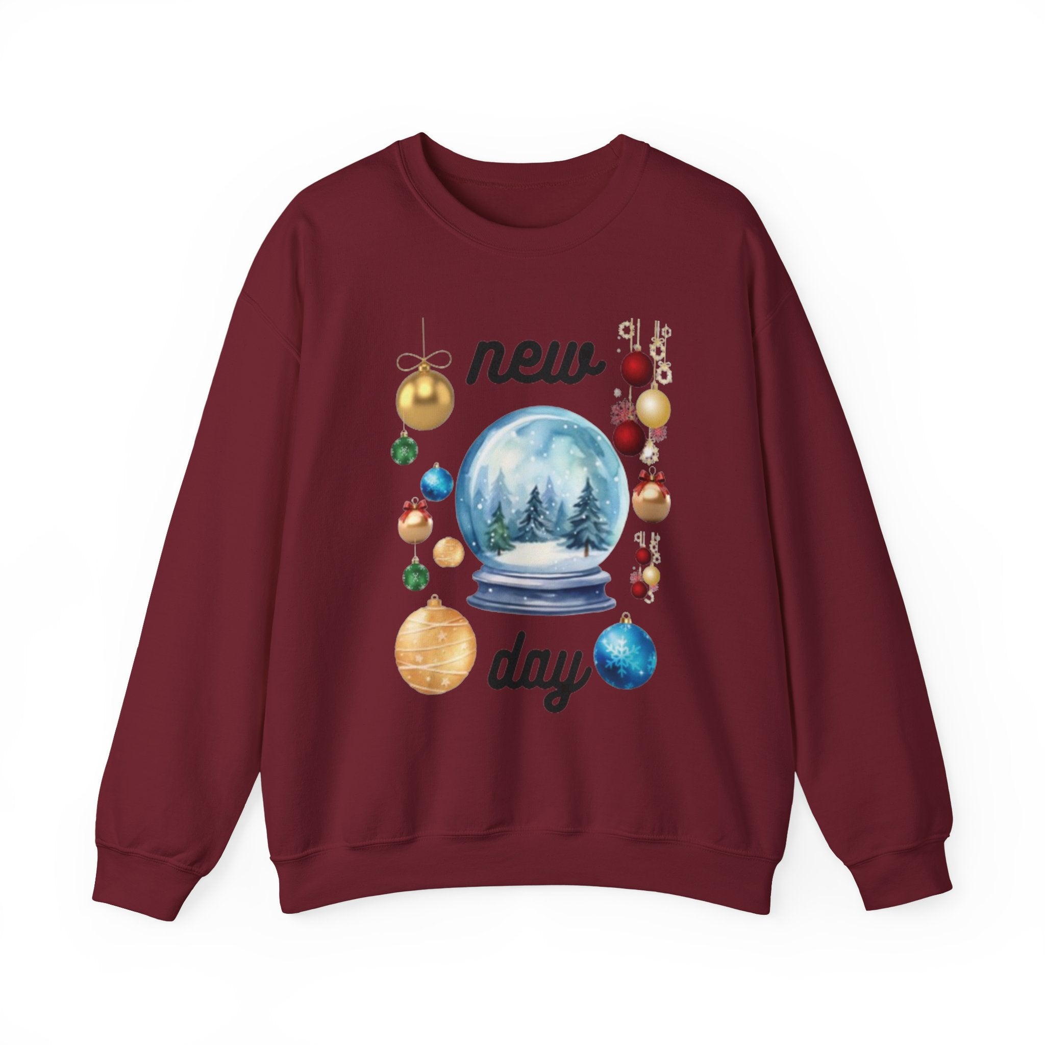 Cozy Holiday Crewneck Sweatshirt - 'New Day' Design, Unisex Clothing, Christmas Gift, Cozy Sweatshirt, Winter Apparel, Relaxed Style