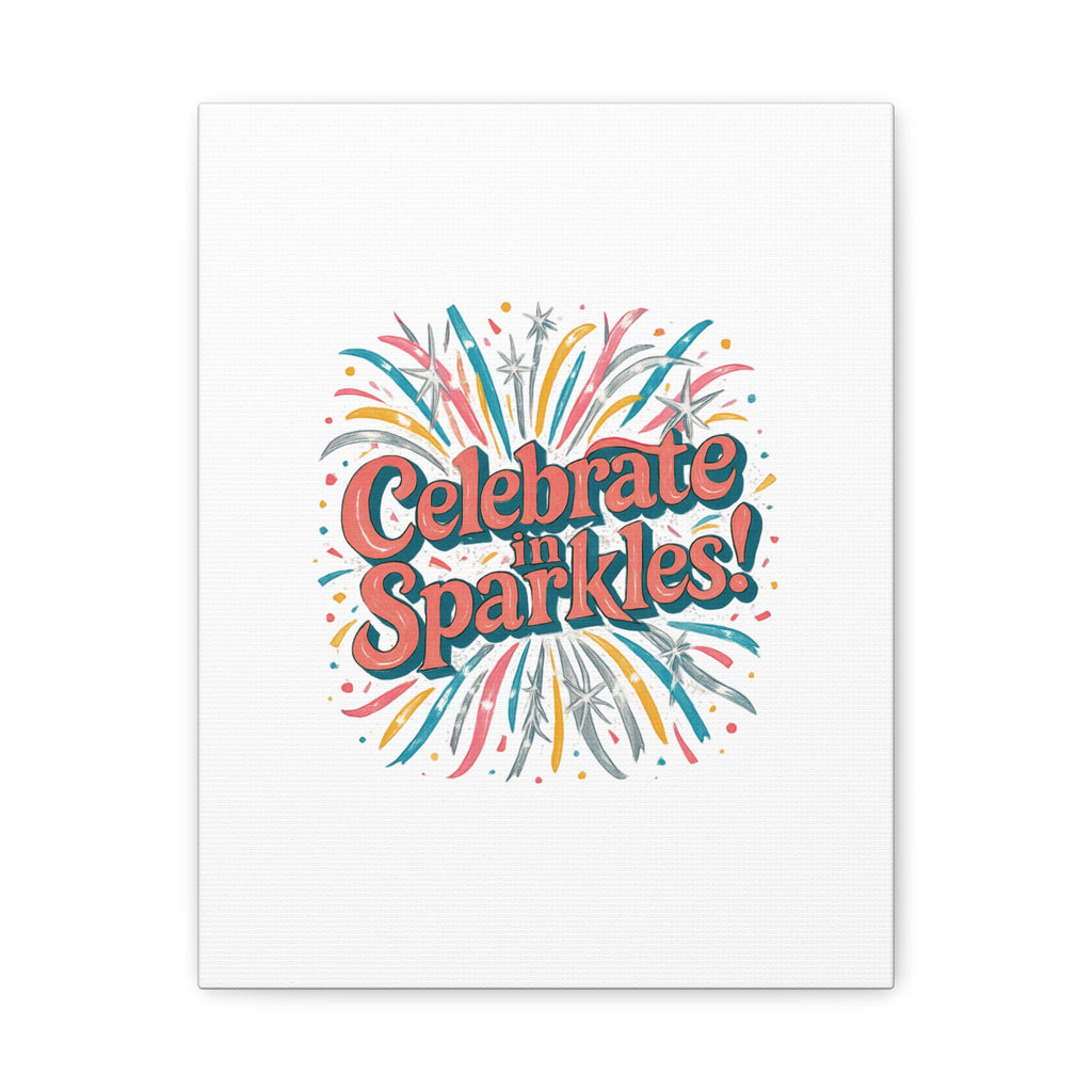 Celebrate in Sparkles! Canvas | Firework Typography Wall Art