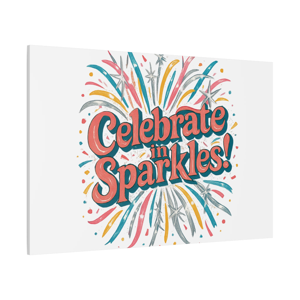 Celebrate in Sparkles! Canvas | Firework Typography Wall Art