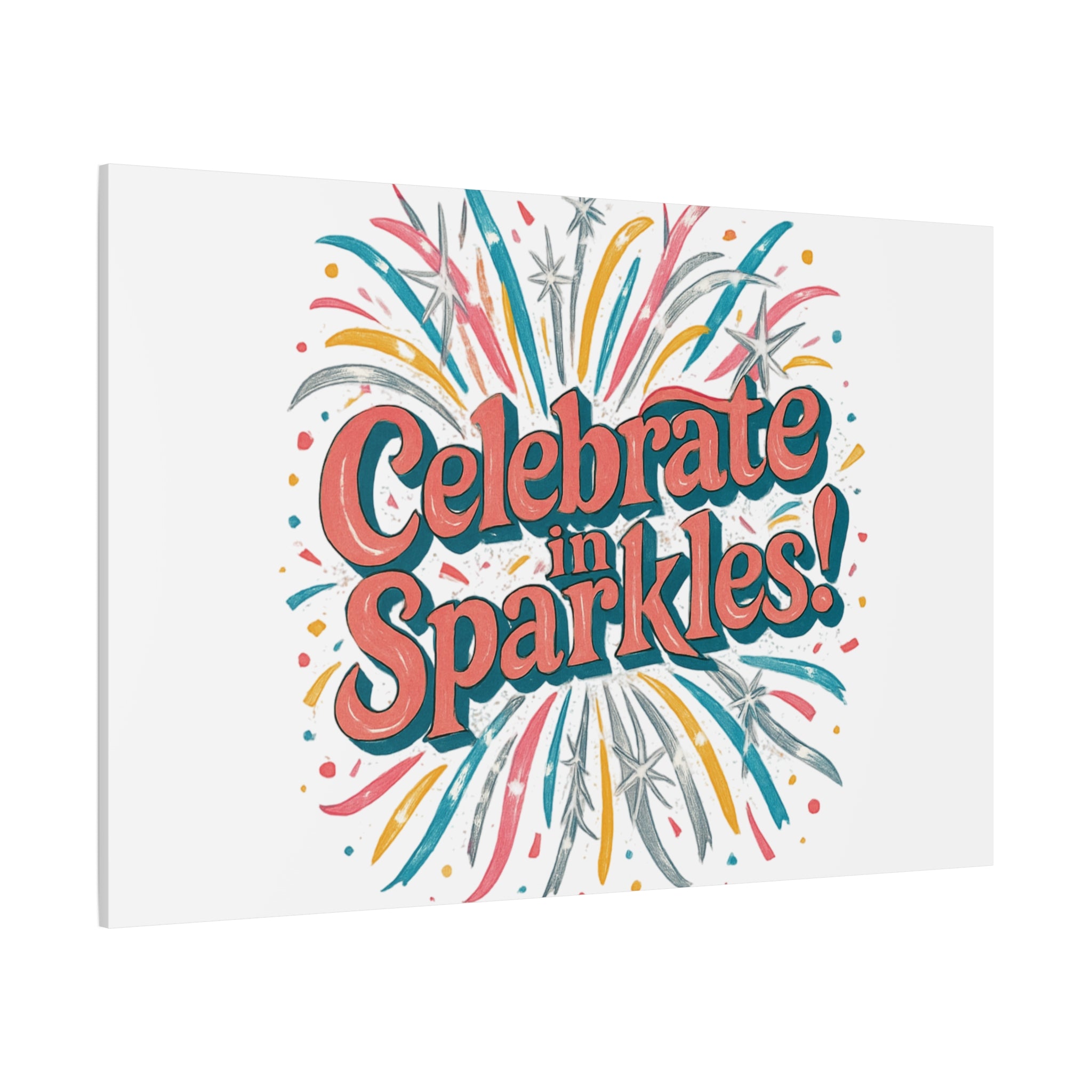 Celebrate in Sparkles! Canvas | Firework Typography Wall Art