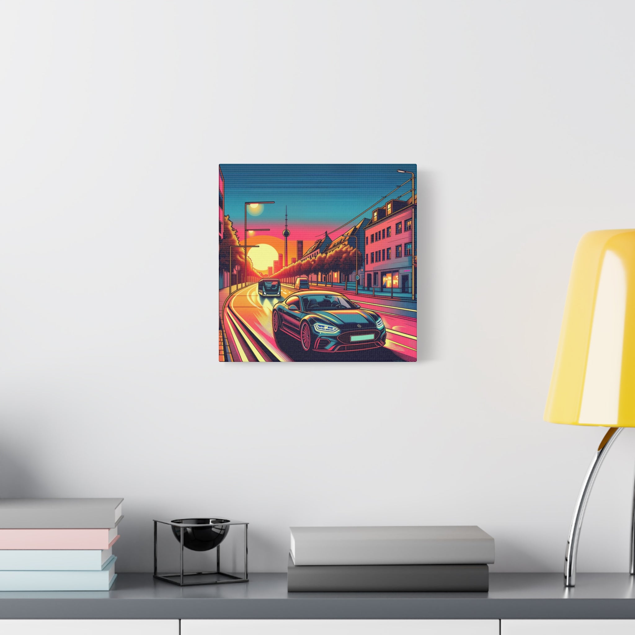 Canvas Wall Art - Speeding Car Street Design