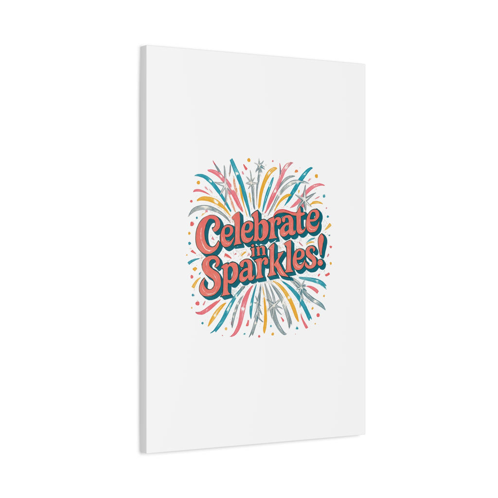 Celebrate in Sparkles! Canvas | Firework Typography Wall Art