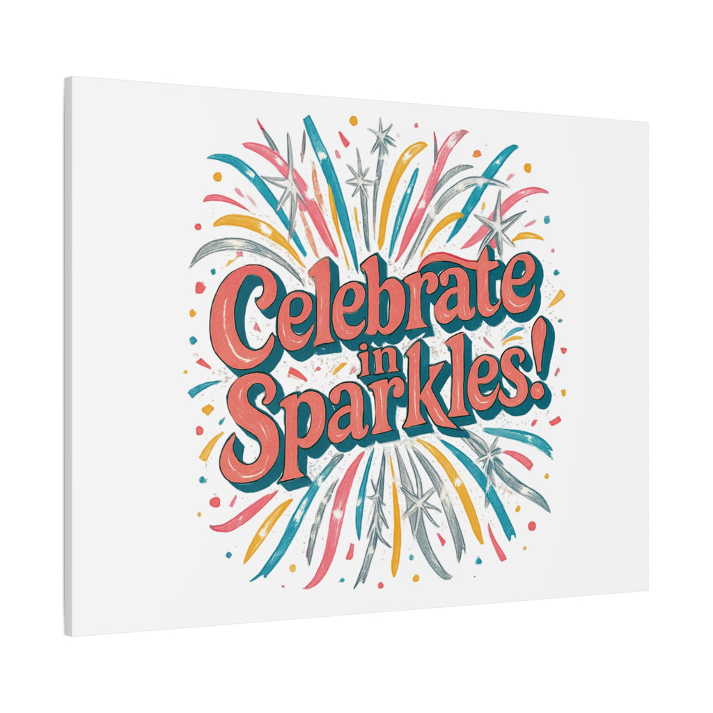 Celebrate in Sparkles! Canvas | Firework Typography Wall Art