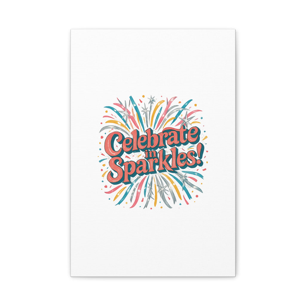 Celebrate in Sparkles! Canvas | Firework Typography Wall Art