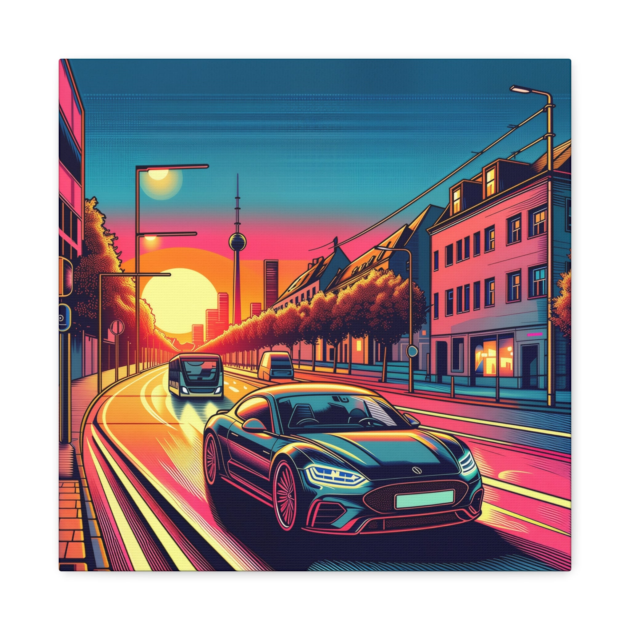 Canvas Wall Art - Speeding Car Street Design