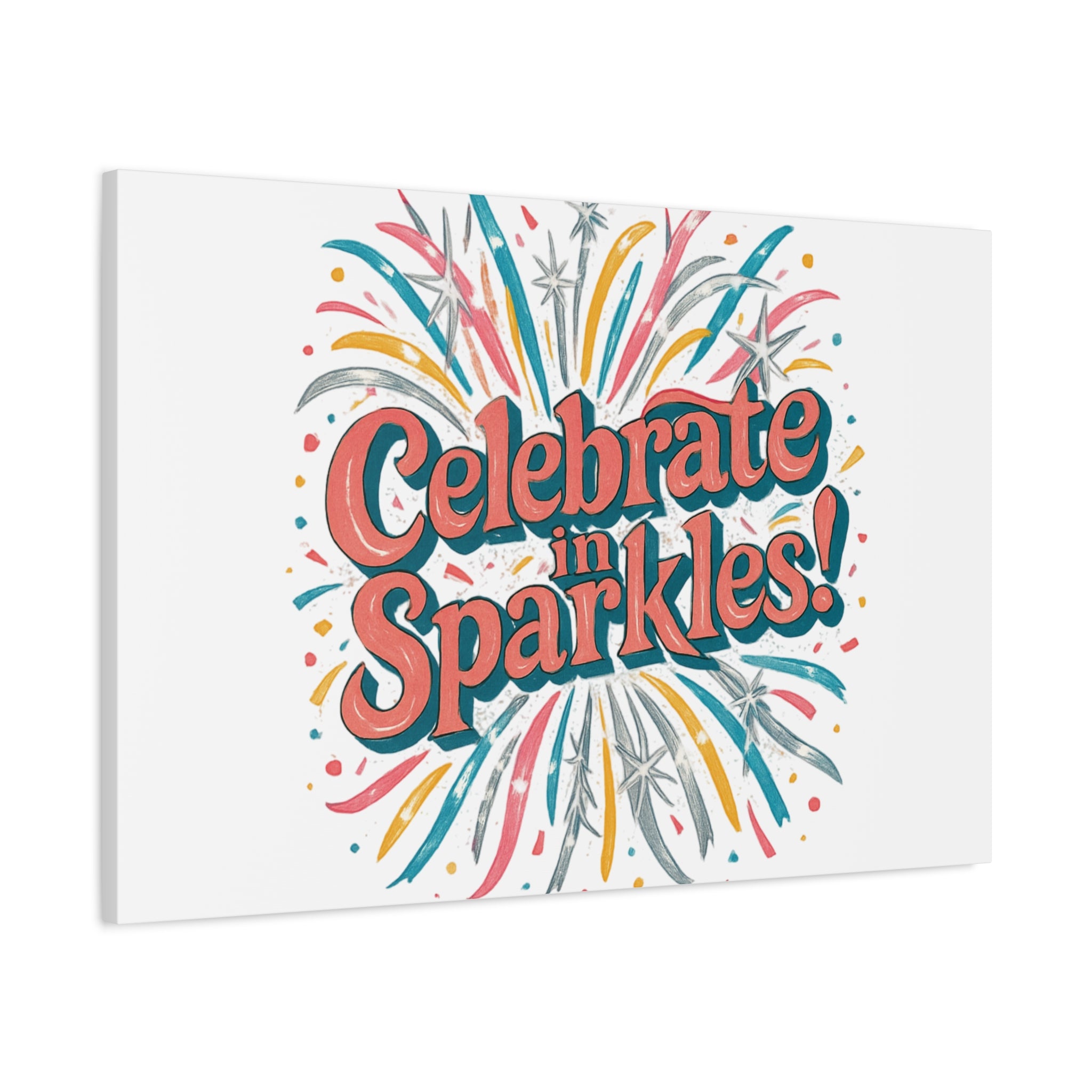 Celebrate in Sparkles! Canvas | Firework Typography Wall Art