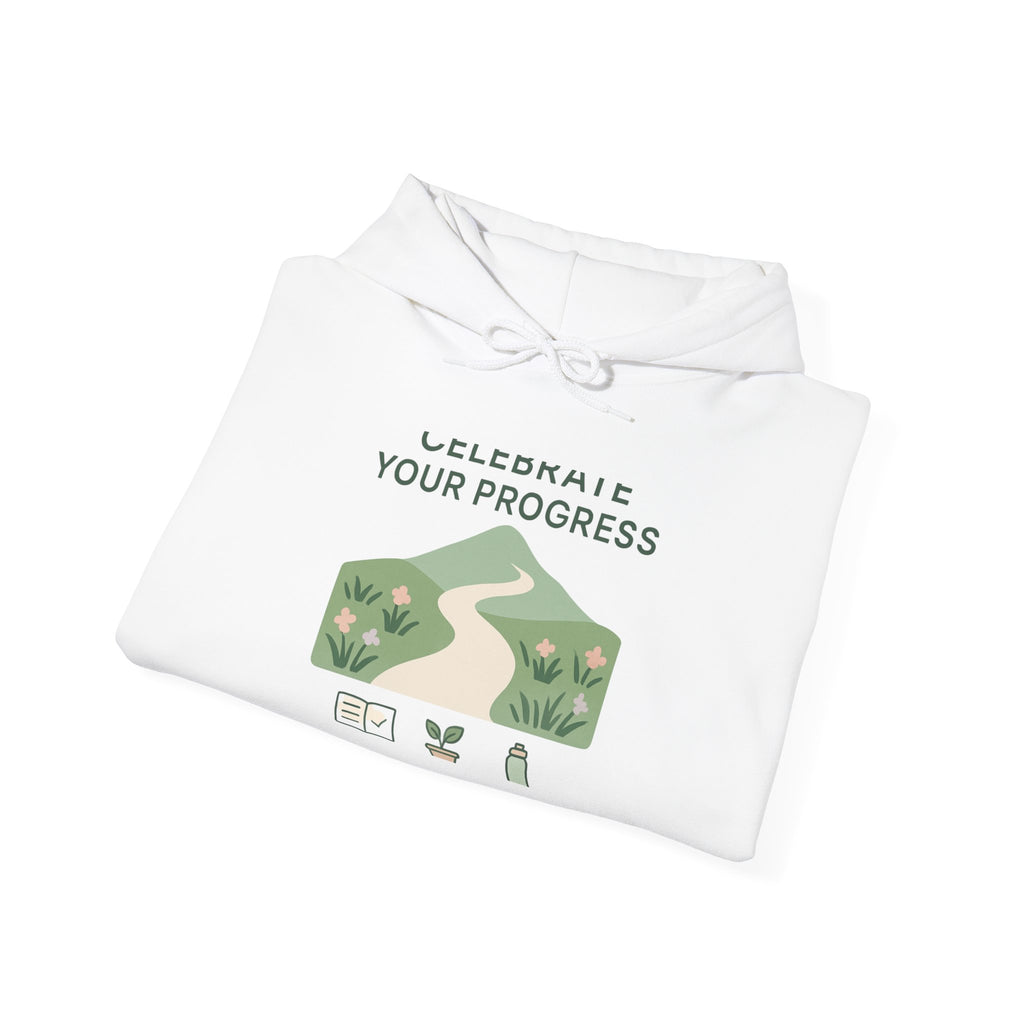 Celebrate Your Progress hoodie | motivational nature path illustration