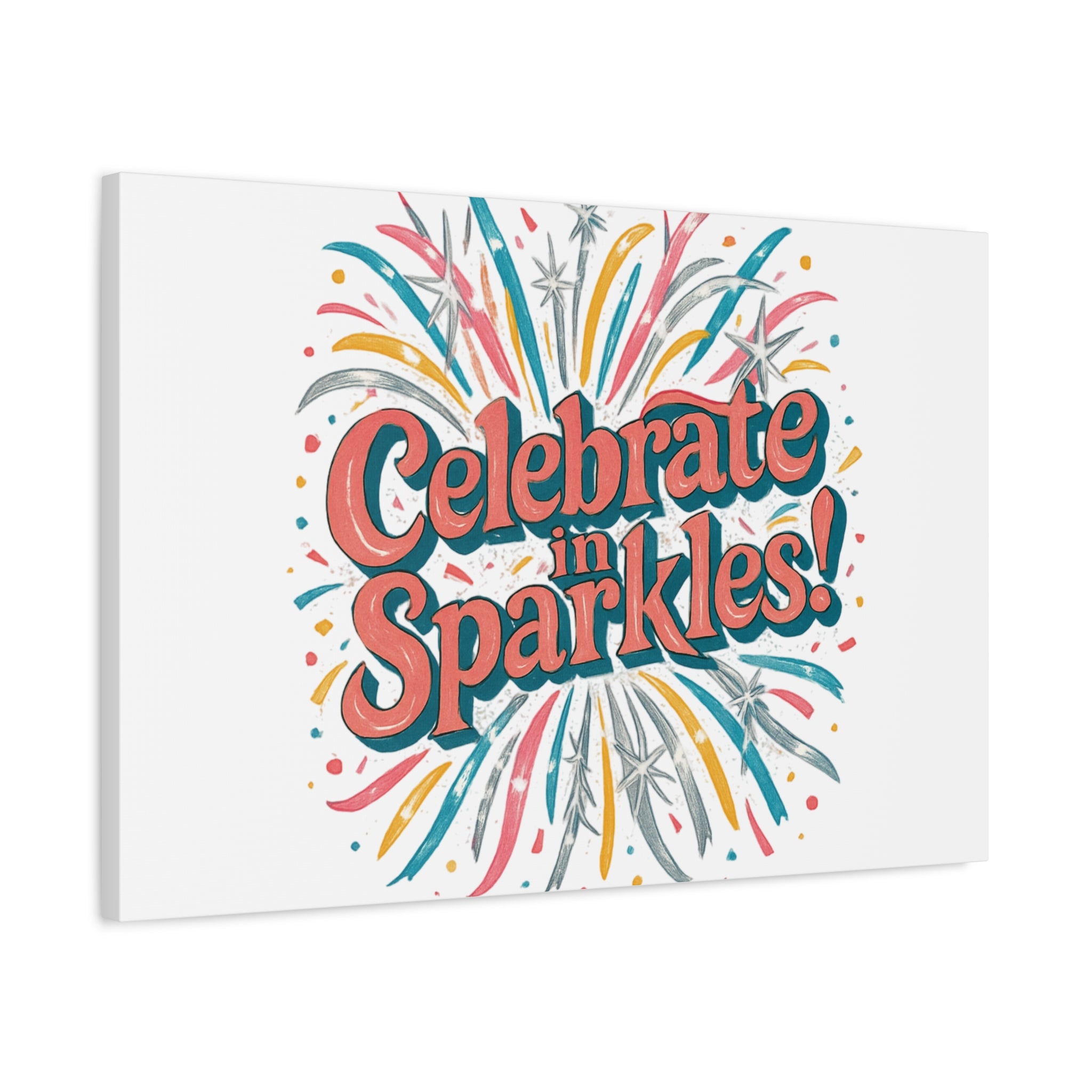 Celebrate in Sparkles! Canvas | Firework Typography Wall Art