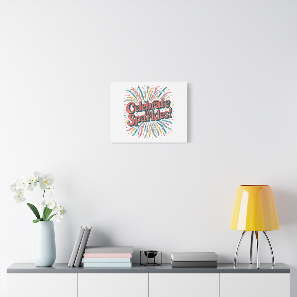 Celebrate in Sparkles! Canvas | Firework Typography Wall Art