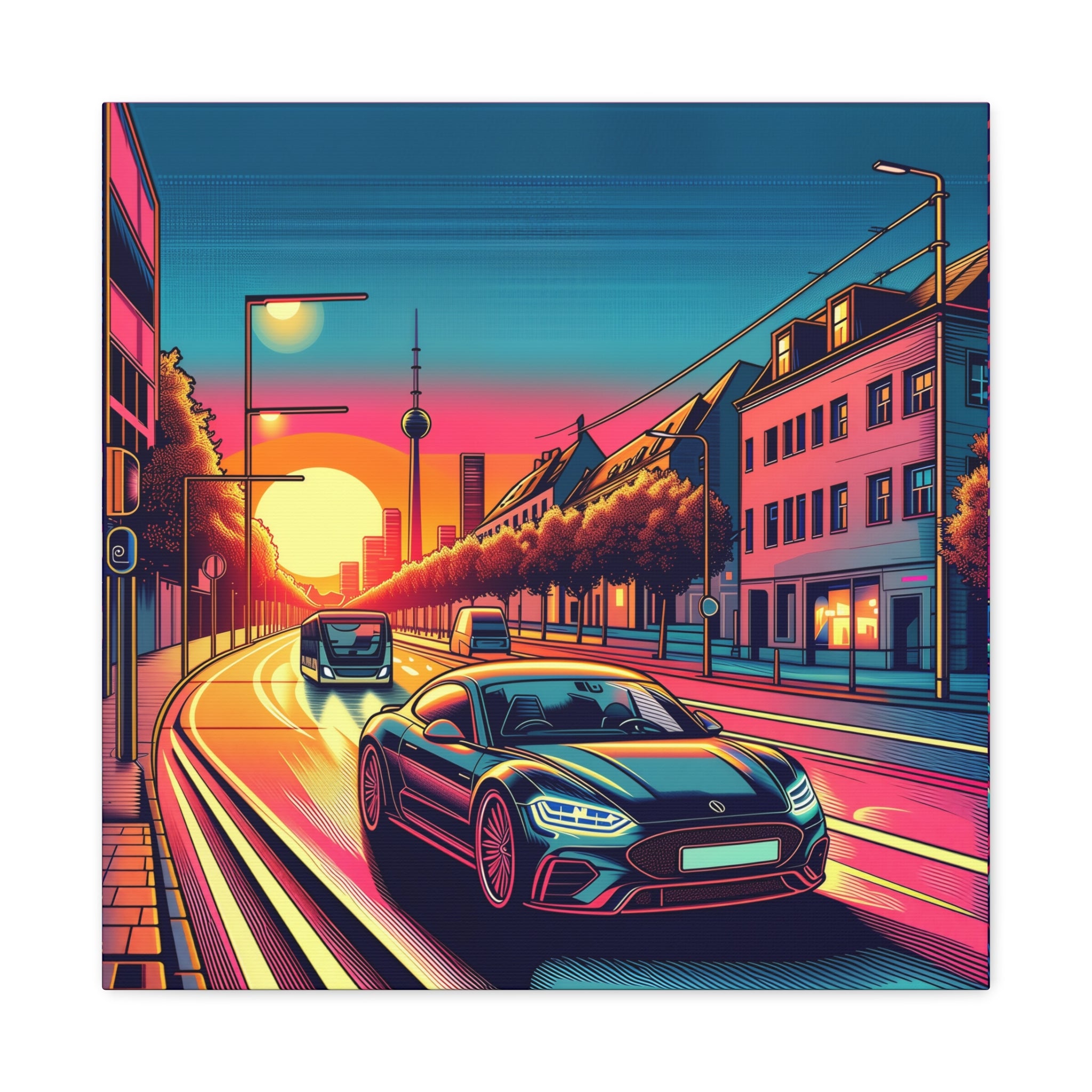 Canvas Wall Art - Speeding Car Street Design
