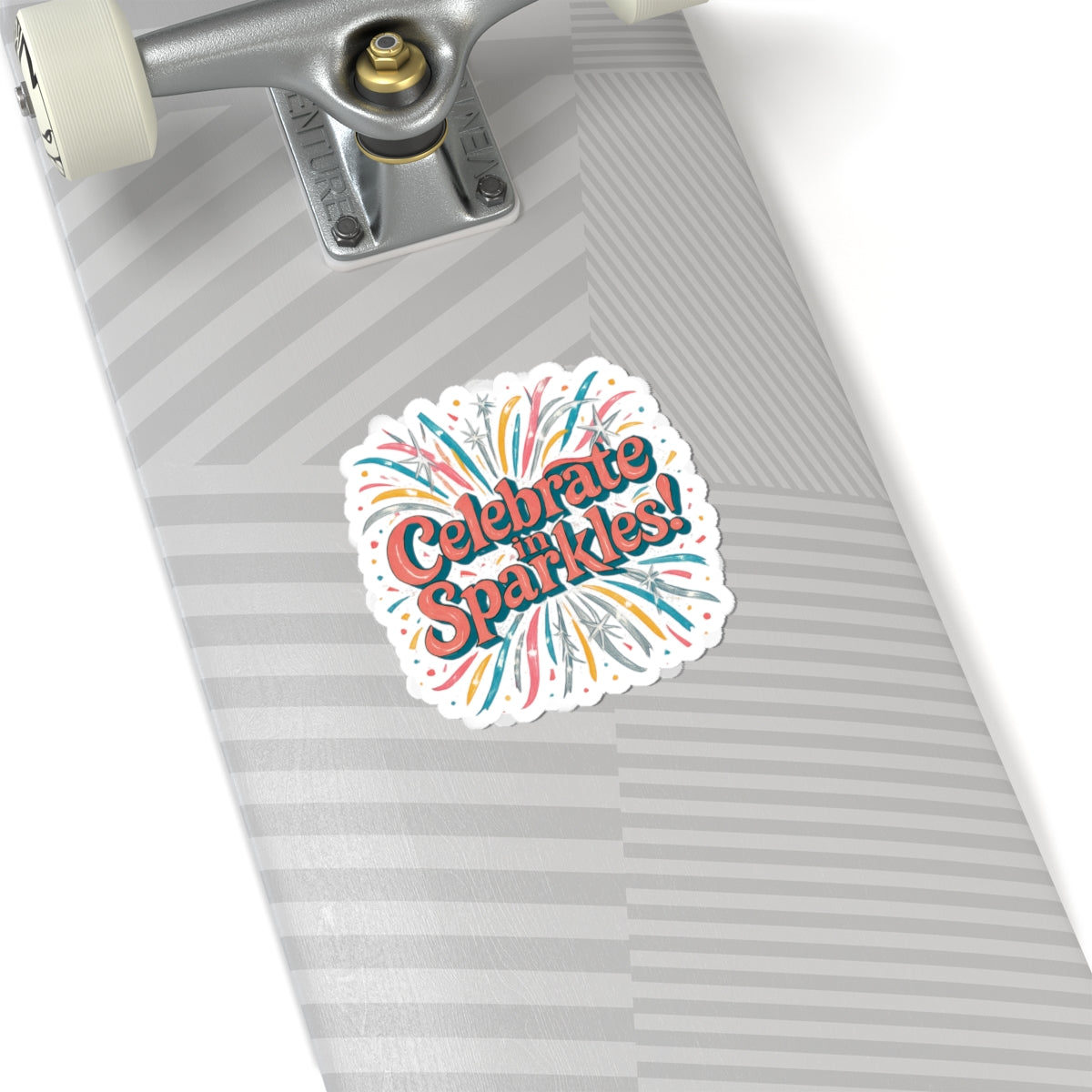 Celebrate in Sparkles sticker | kiss-cut vinyl sticker, colorful fireworks design