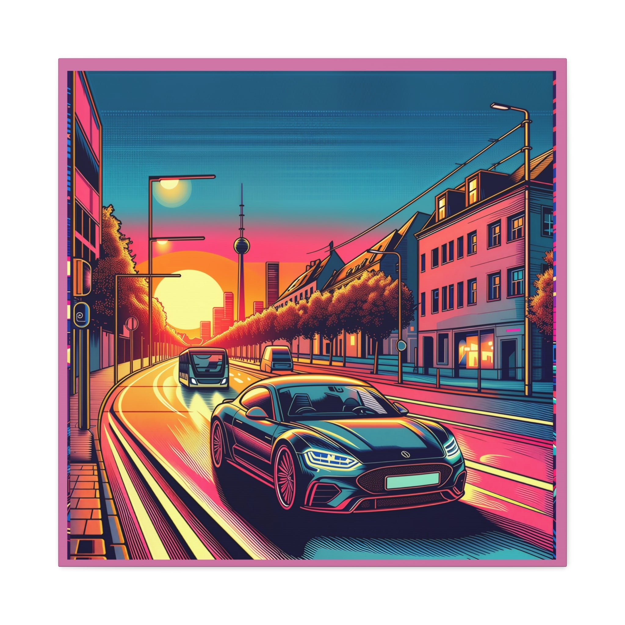 Canvas Wall Art - Speeding Car Street Design