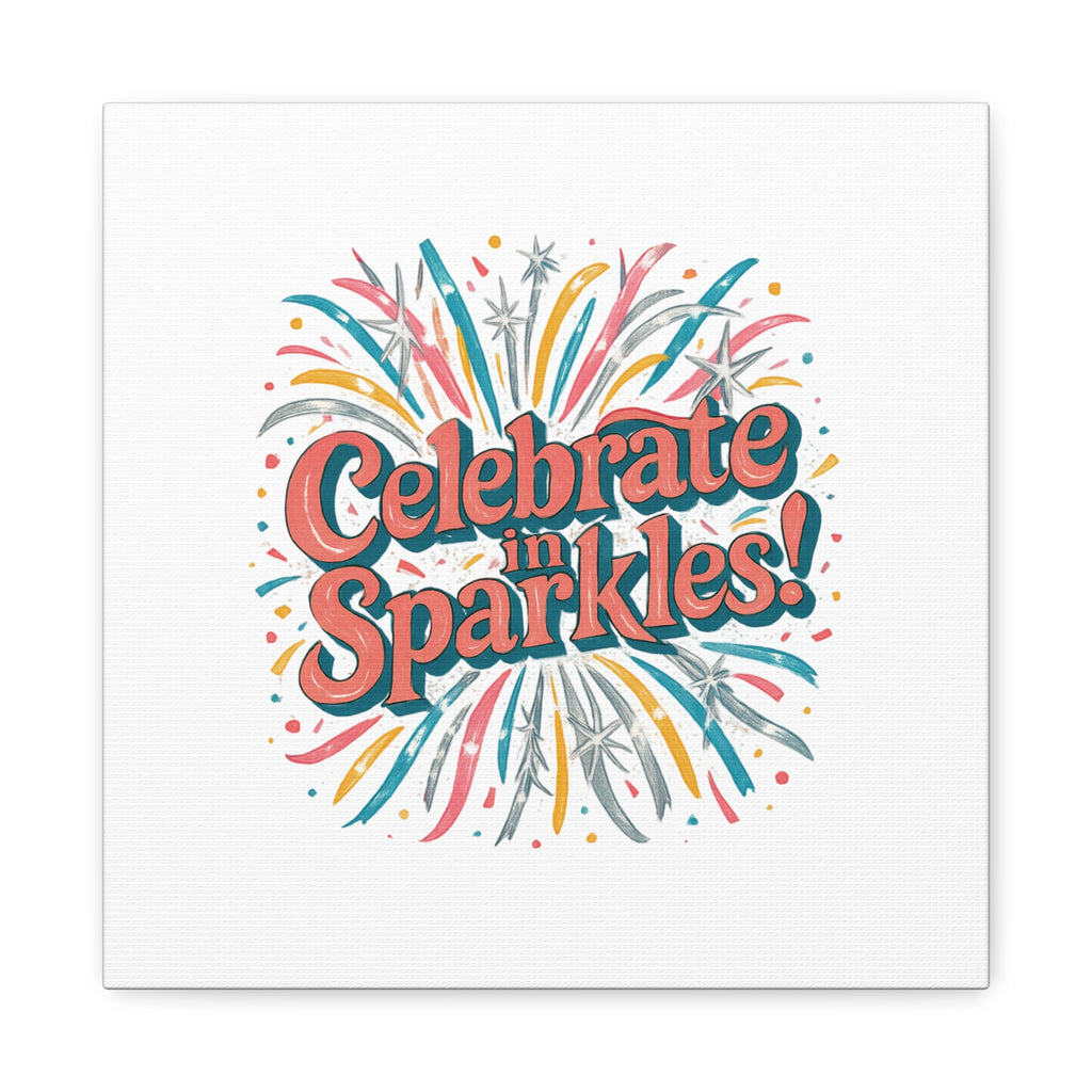 Celebrate in Sparkles! Canvas | Firework Typography Wall Art