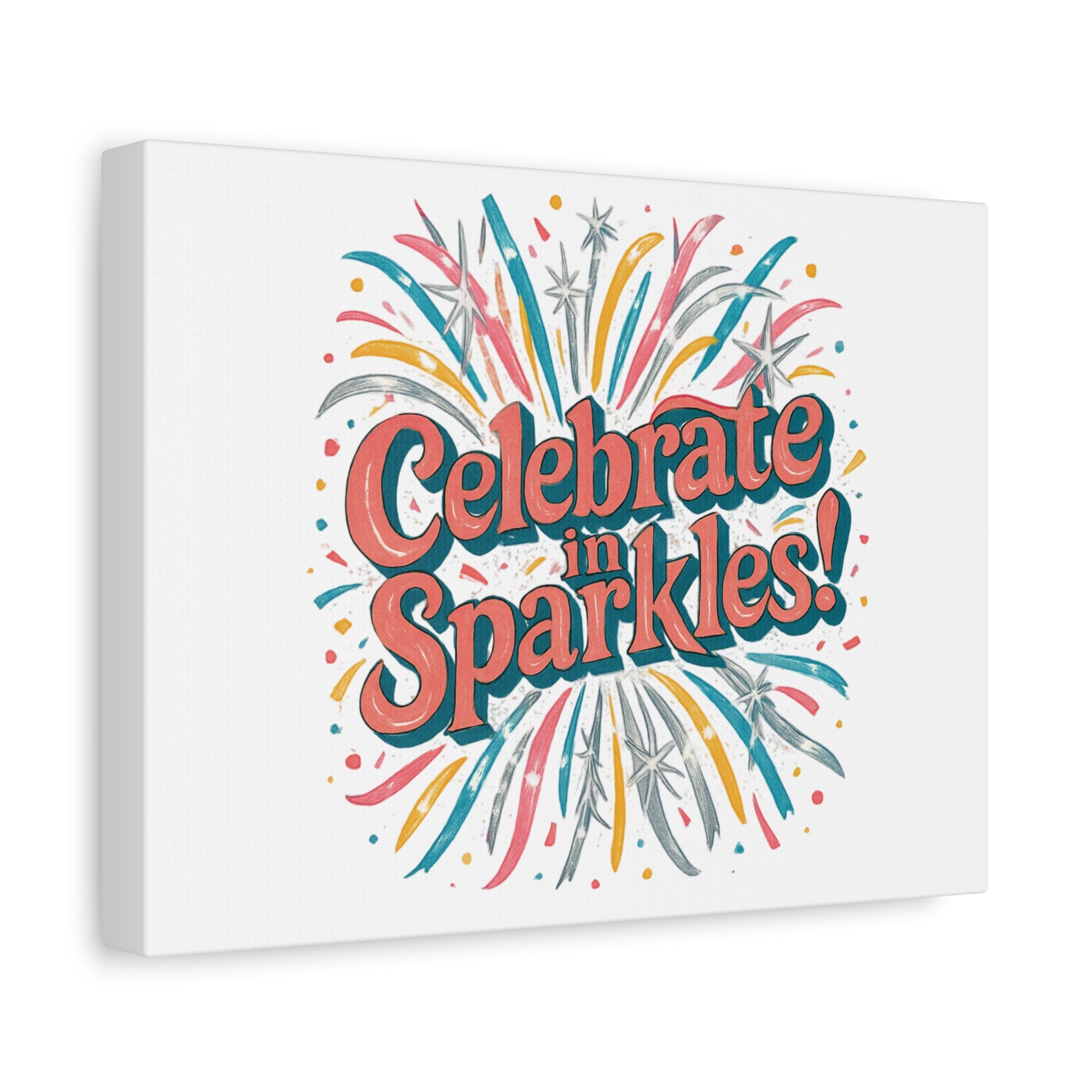 Celebrate in Sparkles! Canvas | Firework Typography Wall Art