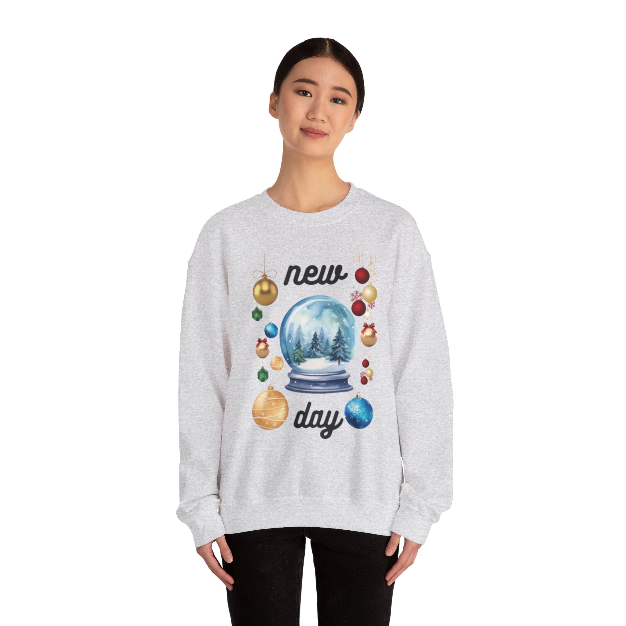 Cozy Holiday Crewneck Sweatshirt - 'New Day' Design, Unisex Clothing, Christmas Gift, Cozy Sweatshirt, Winter Apparel, Relaxed Style