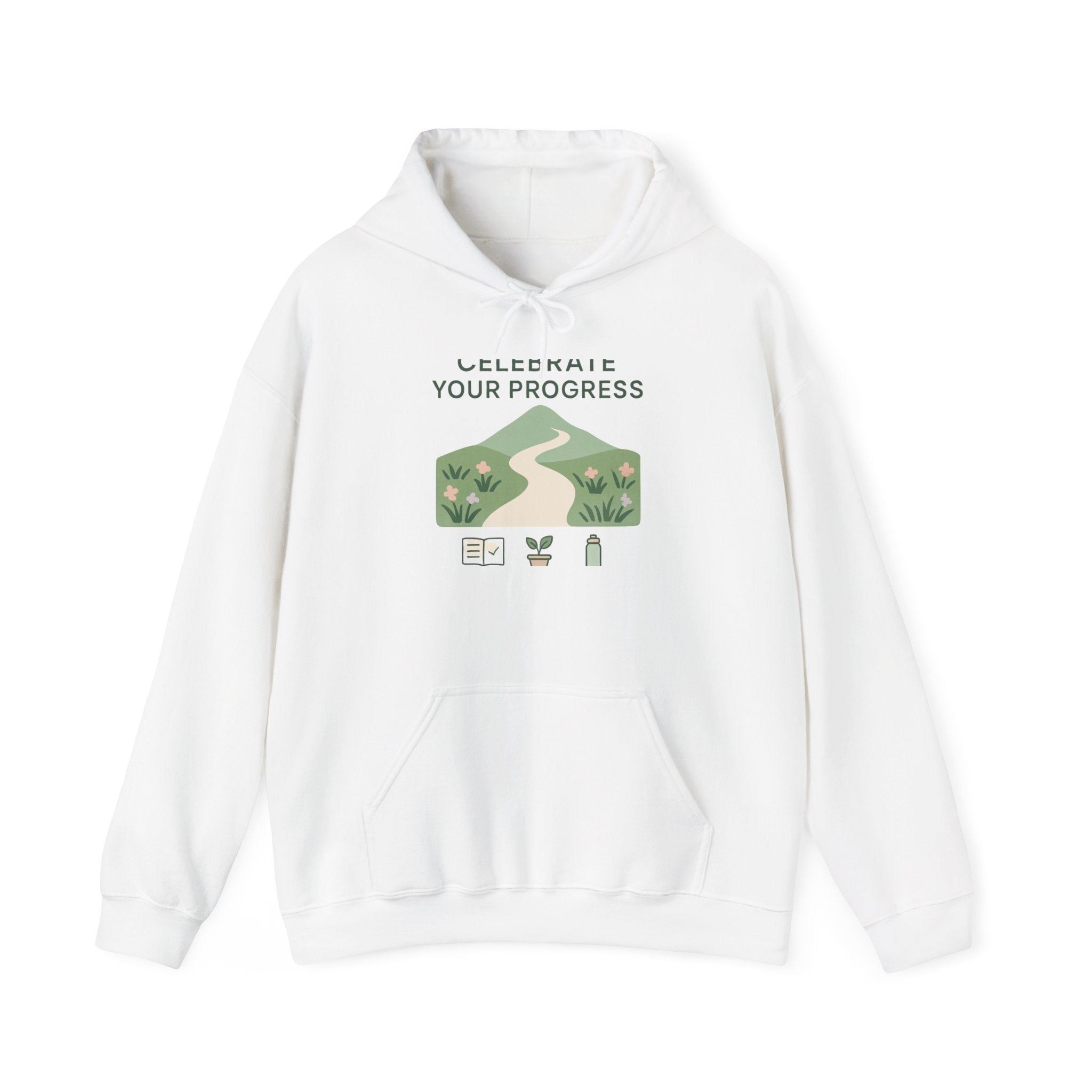 Celebrate Your Progress hoodie | motivational nature path illustration