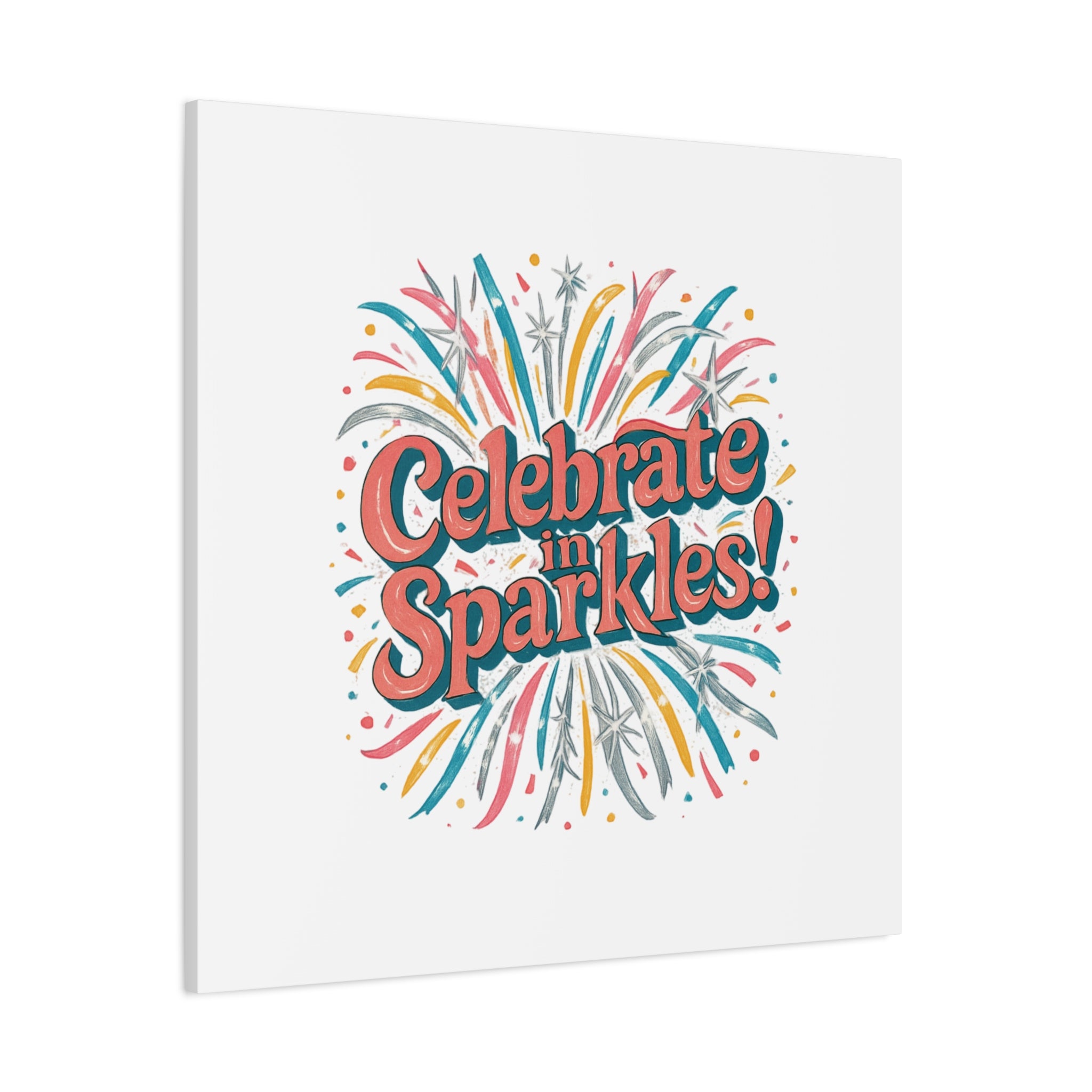 Celebrate in Sparkles! Canvas | Firework Typography Wall Art