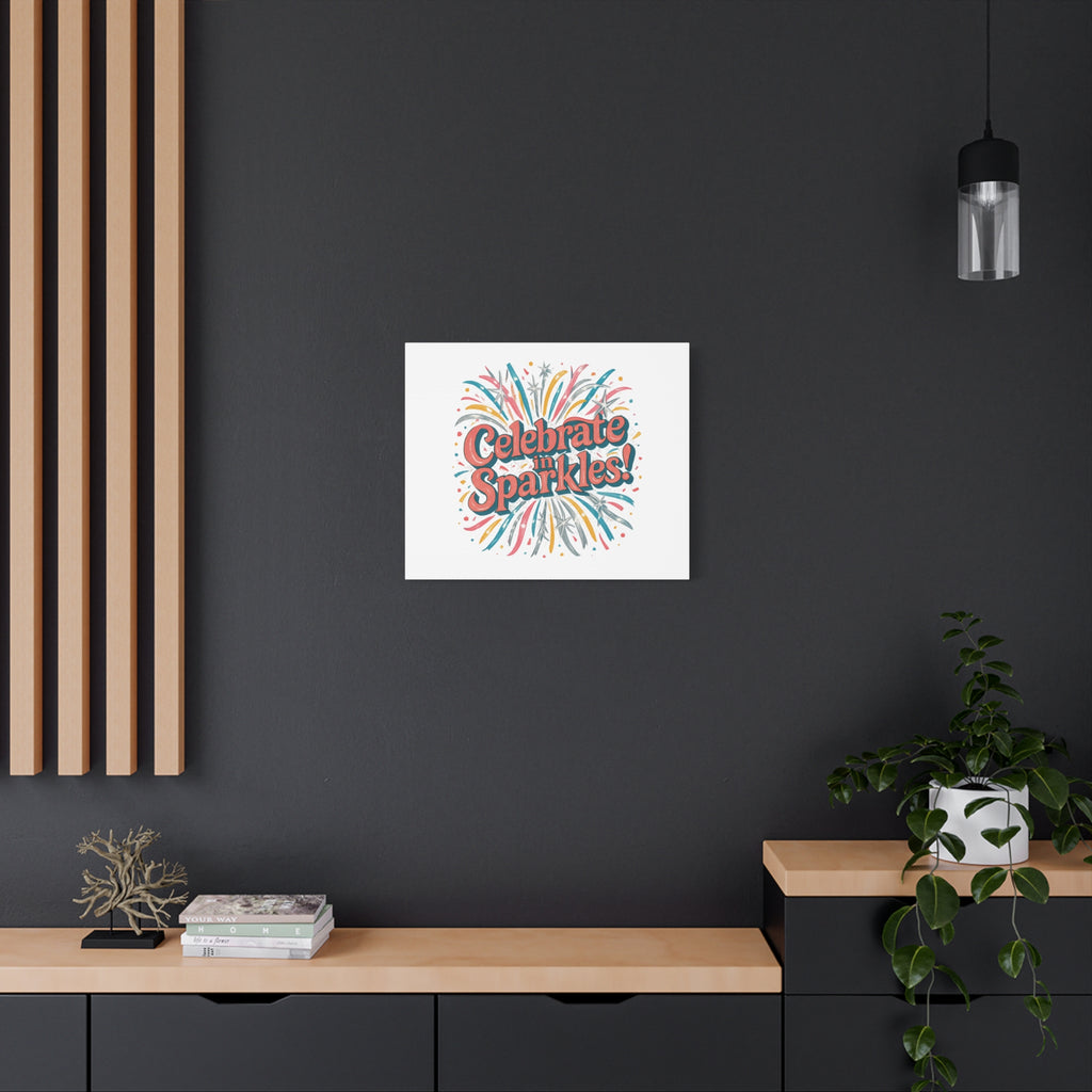 Celebrate in Sparkles! Canvas | Firework Typography Wall Art