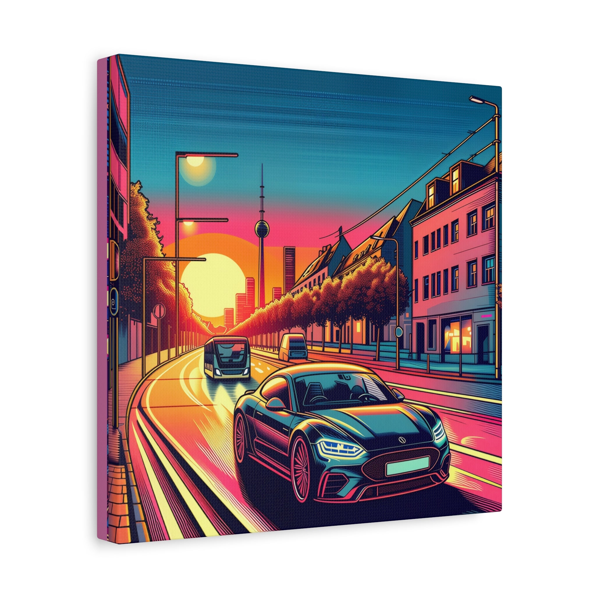 Canvas Wall Art - Speeding Car Street Design