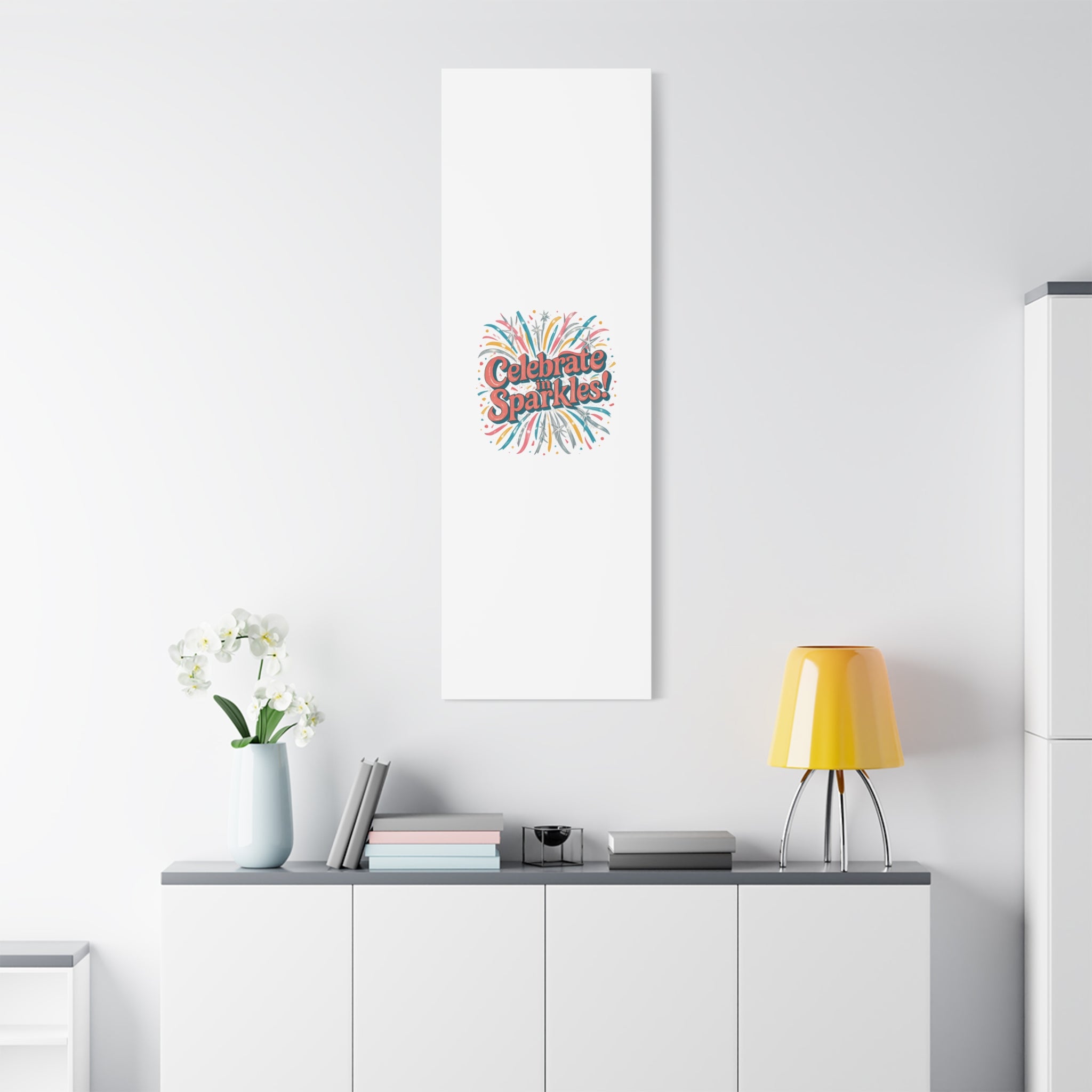 Celebrate in Sparkles! Canvas | Firework Typography Wall Art