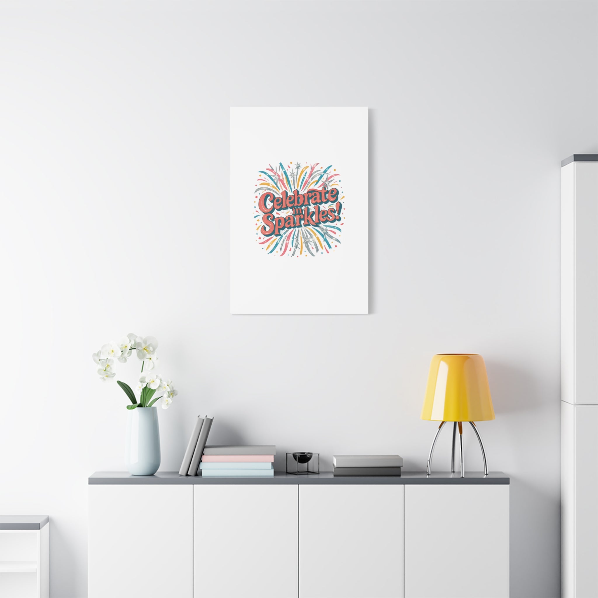 Celebrate in Sparkles! Canvas | Firework Typography Wall Art