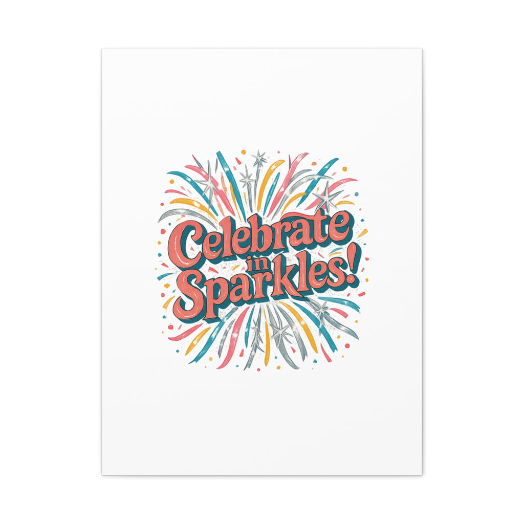 Celebrate in Sparkles! Canvas | Firework Typography Wall Art