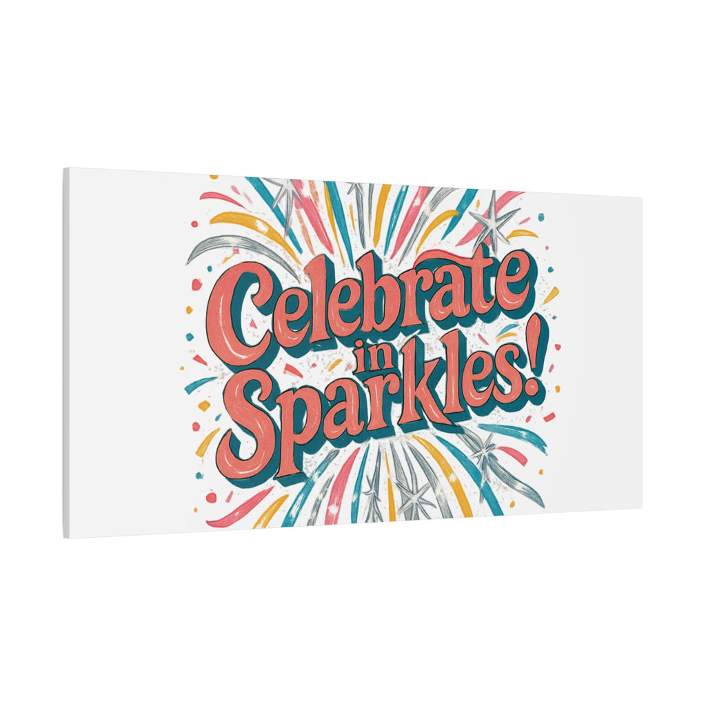 Celebrate in Sparkles! Canvas | Firework Typography Wall Art