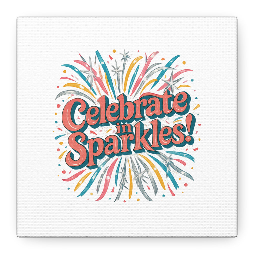 Celebrate in Sparkles! Canvas | Firework Typography Wall Art