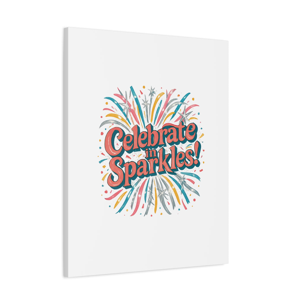 Celebrate in Sparkles! Canvas | Firework Typography Wall Art