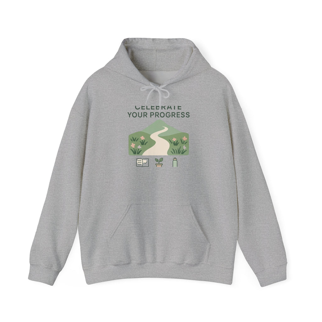 Celebrate Your Progress hoodie | motivational nature path illustration