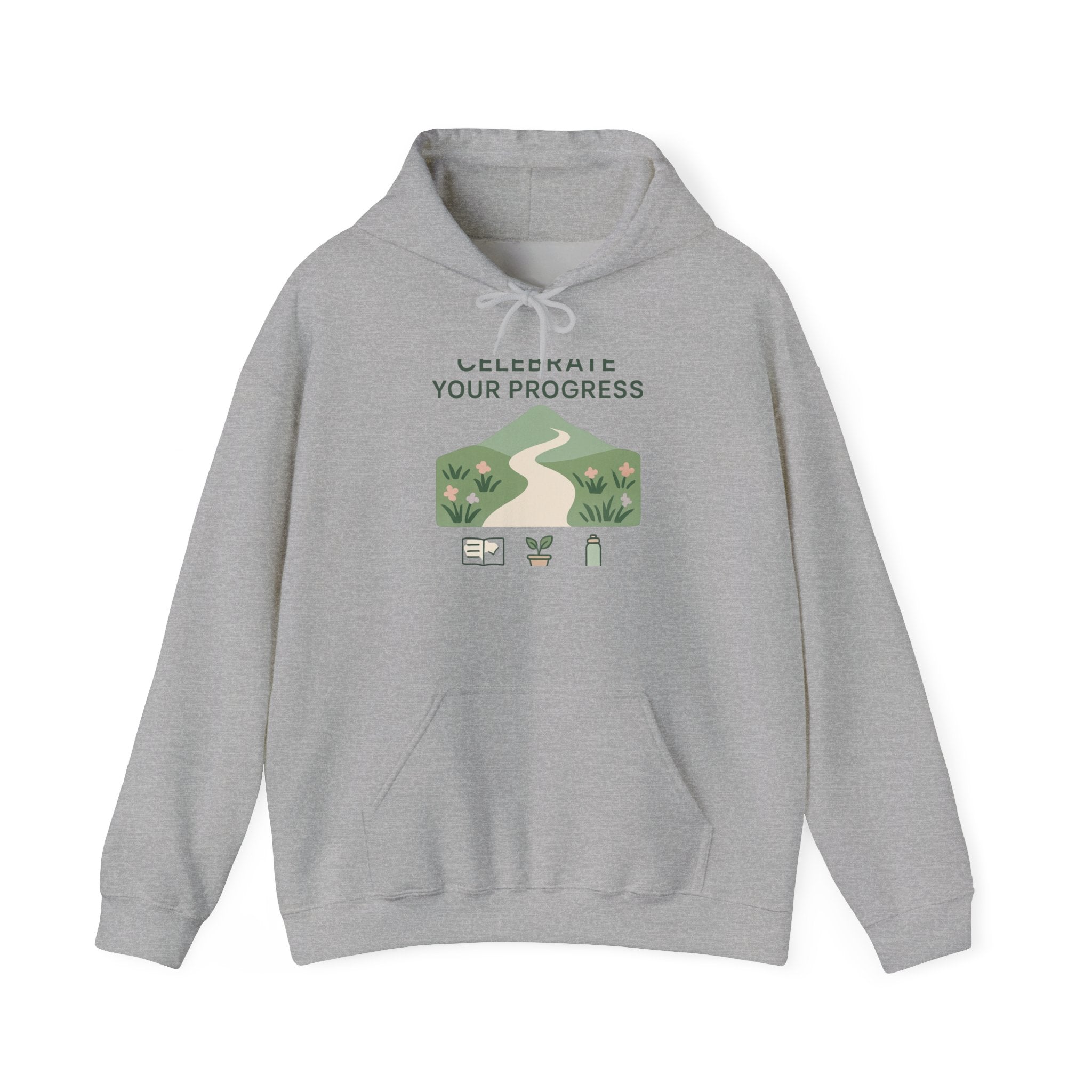 Celebrate Your Progress hoodie | motivational nature path illustration