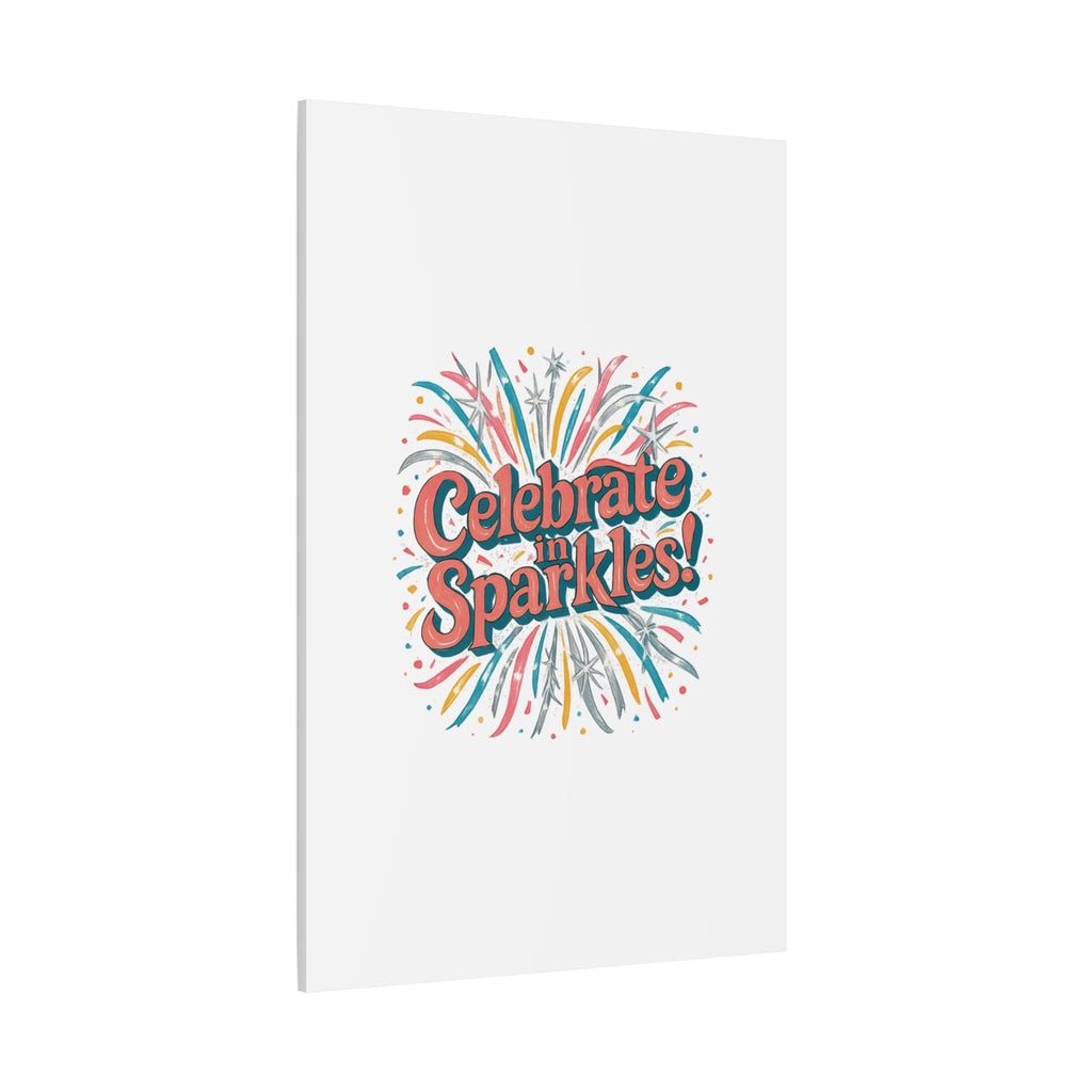 Celebrate in Sparkles! Canvas | Firework Typography Wall Art