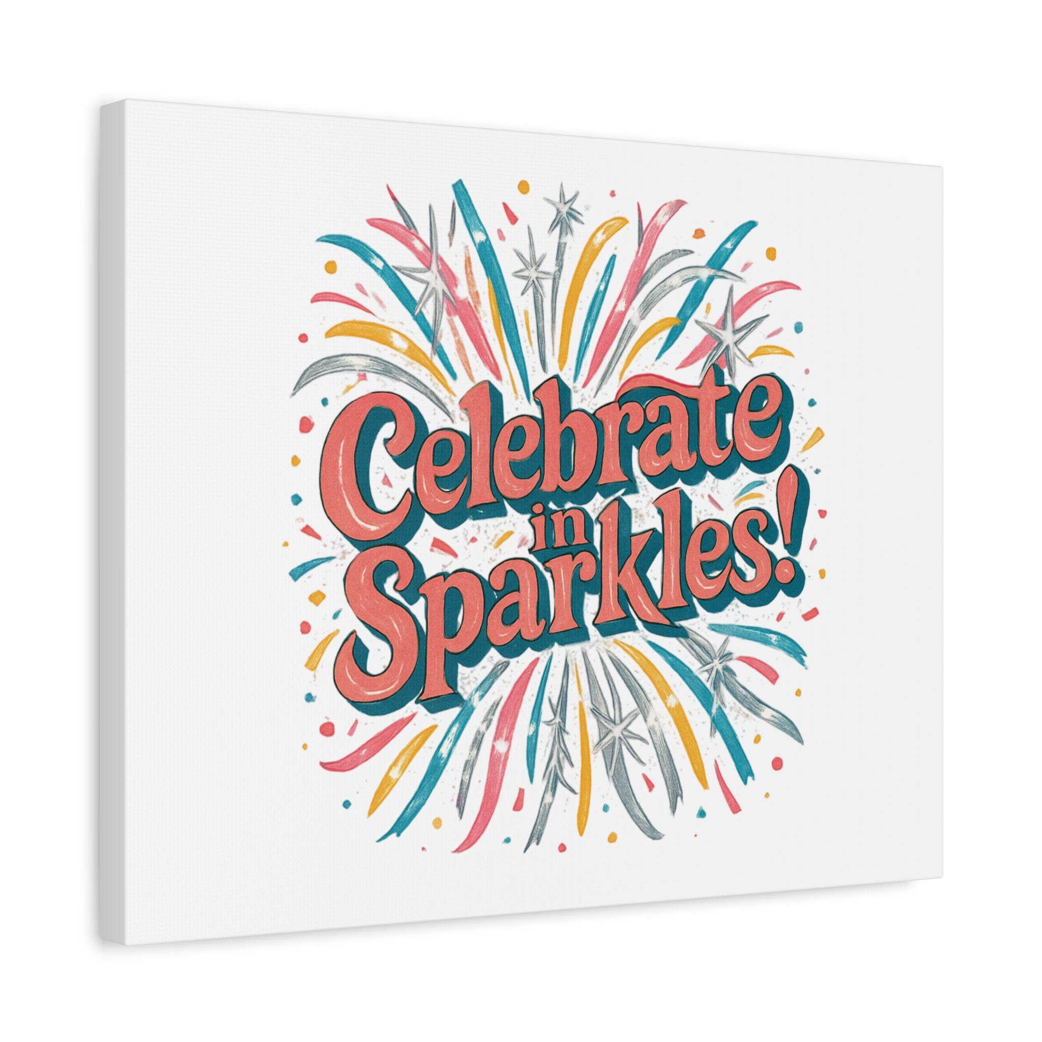 Celebrate in Sparkles! Canvas | Firework Typography Wall Art
