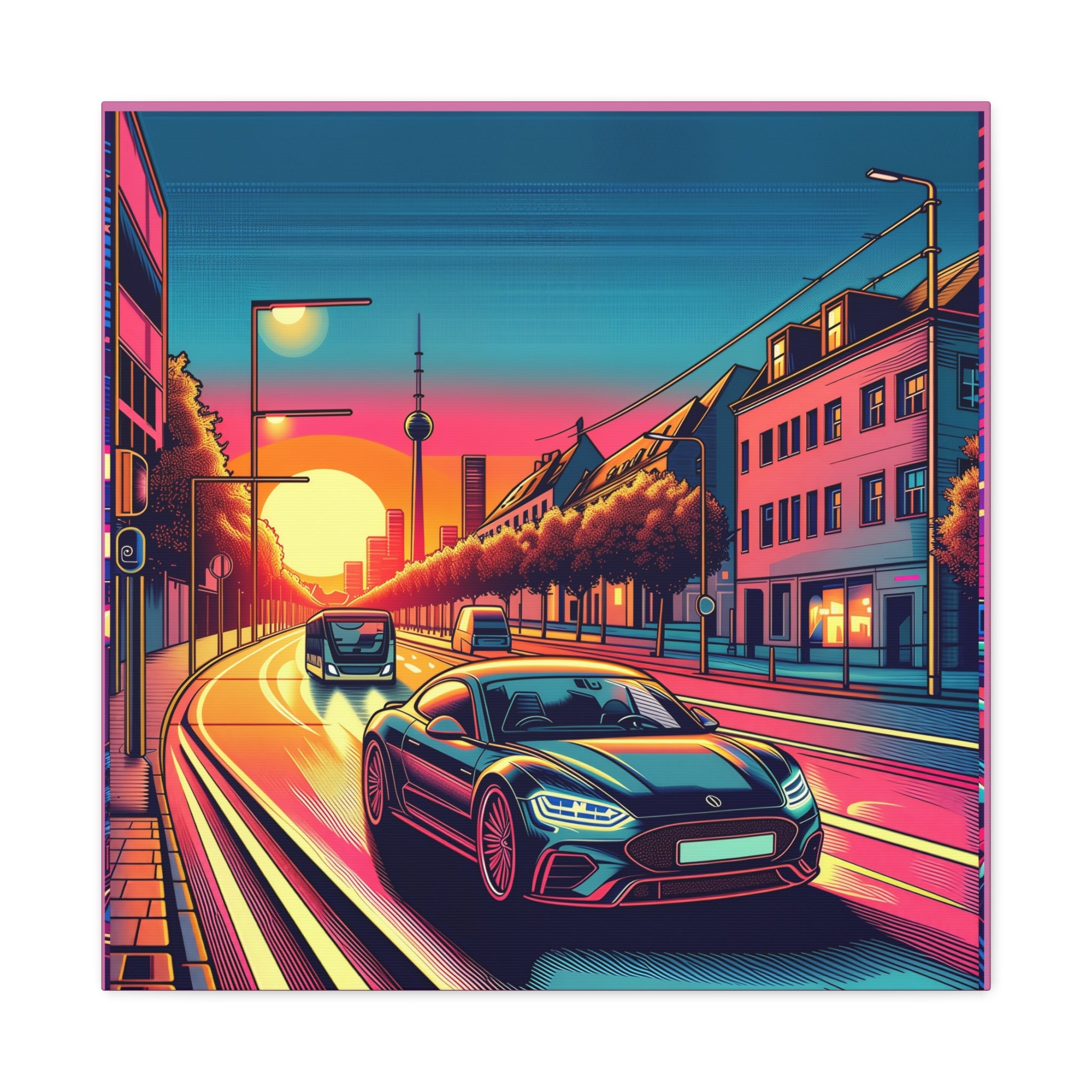 Canvas Wall Art - Speeding Car Street Design