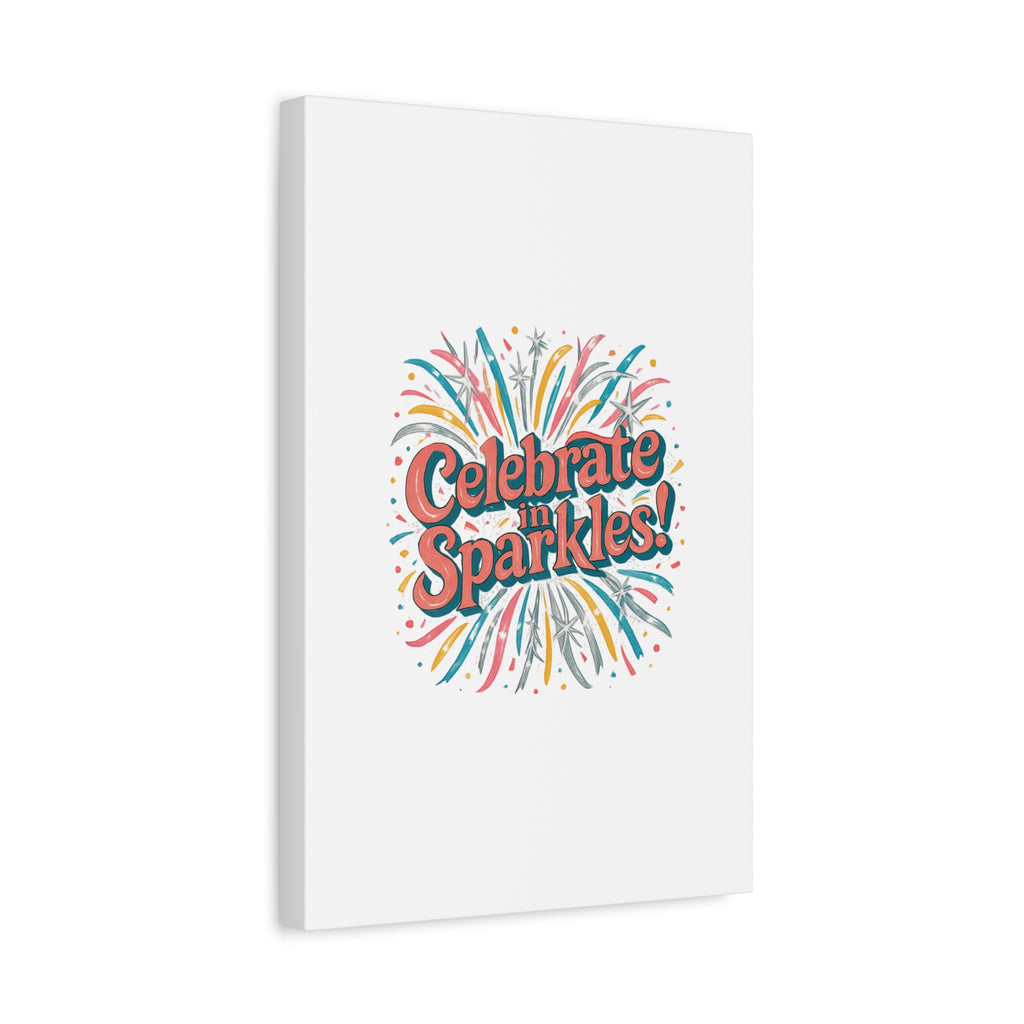Celebrate in Sparkles! Canvas | Firework Typography Wall Art