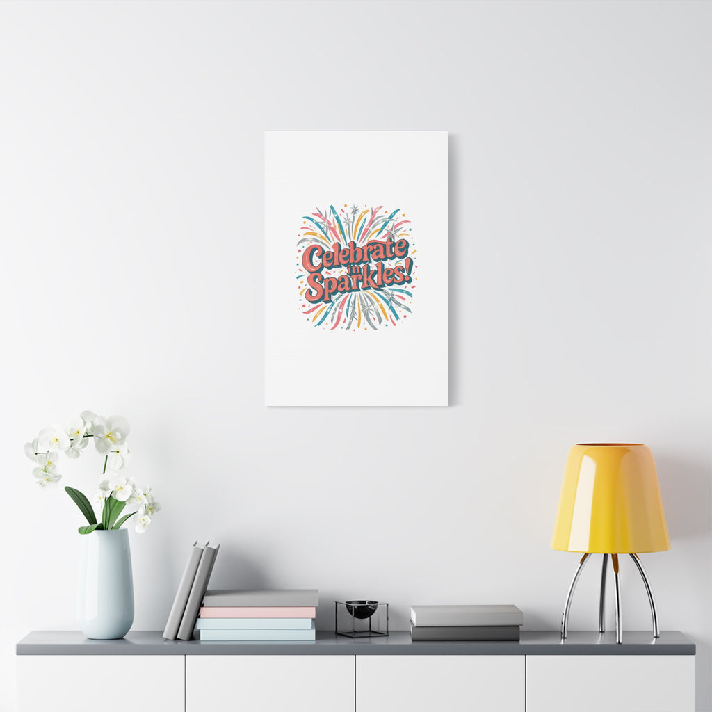 Celebrate in Sparkles! Canvas | Firework Typography Wall Art