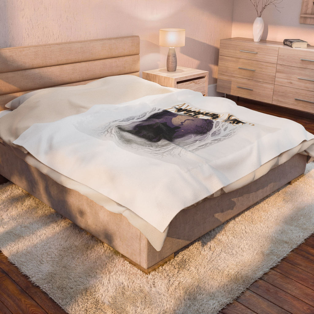 Awaken Your Inner Magic Velveteen Plush Blanket | Witchy Cottage Moon Scene