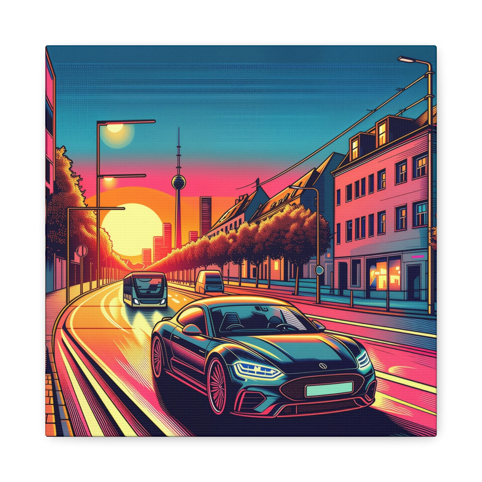 Canvas Wall Art - Speeding Car Street Design