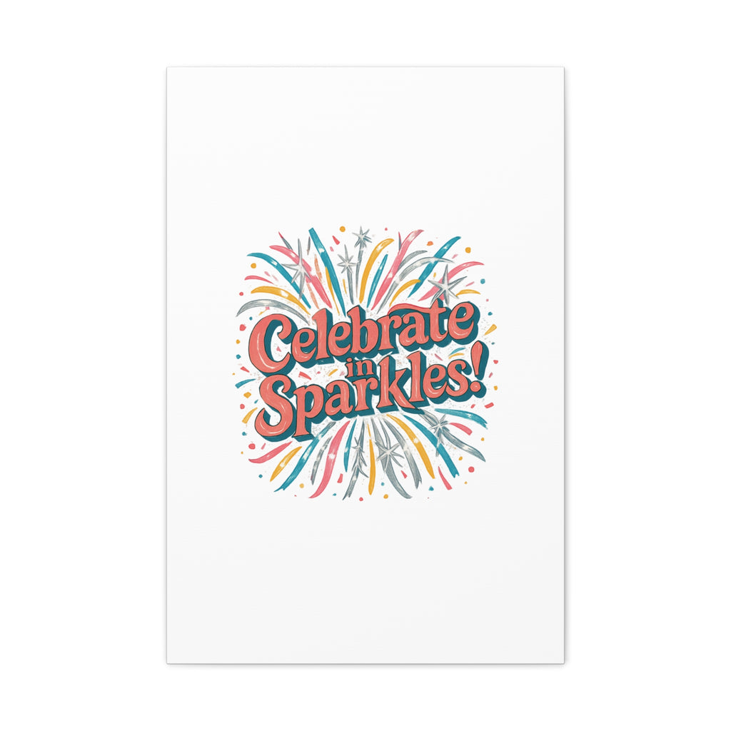 Celebrate in Sparkles! Canvas | Firework Typography Wall Art