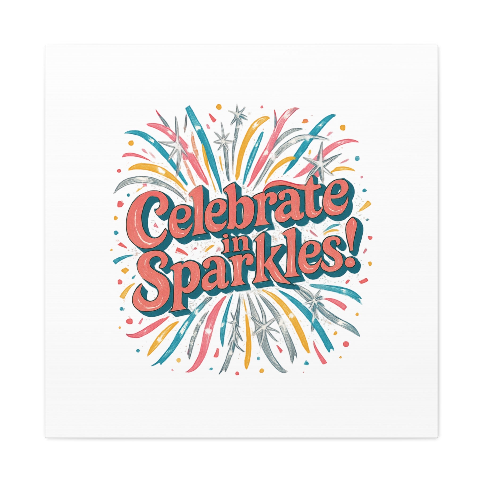 Celebrate in Sparkles! Canvas | Firework Typography Wall Art